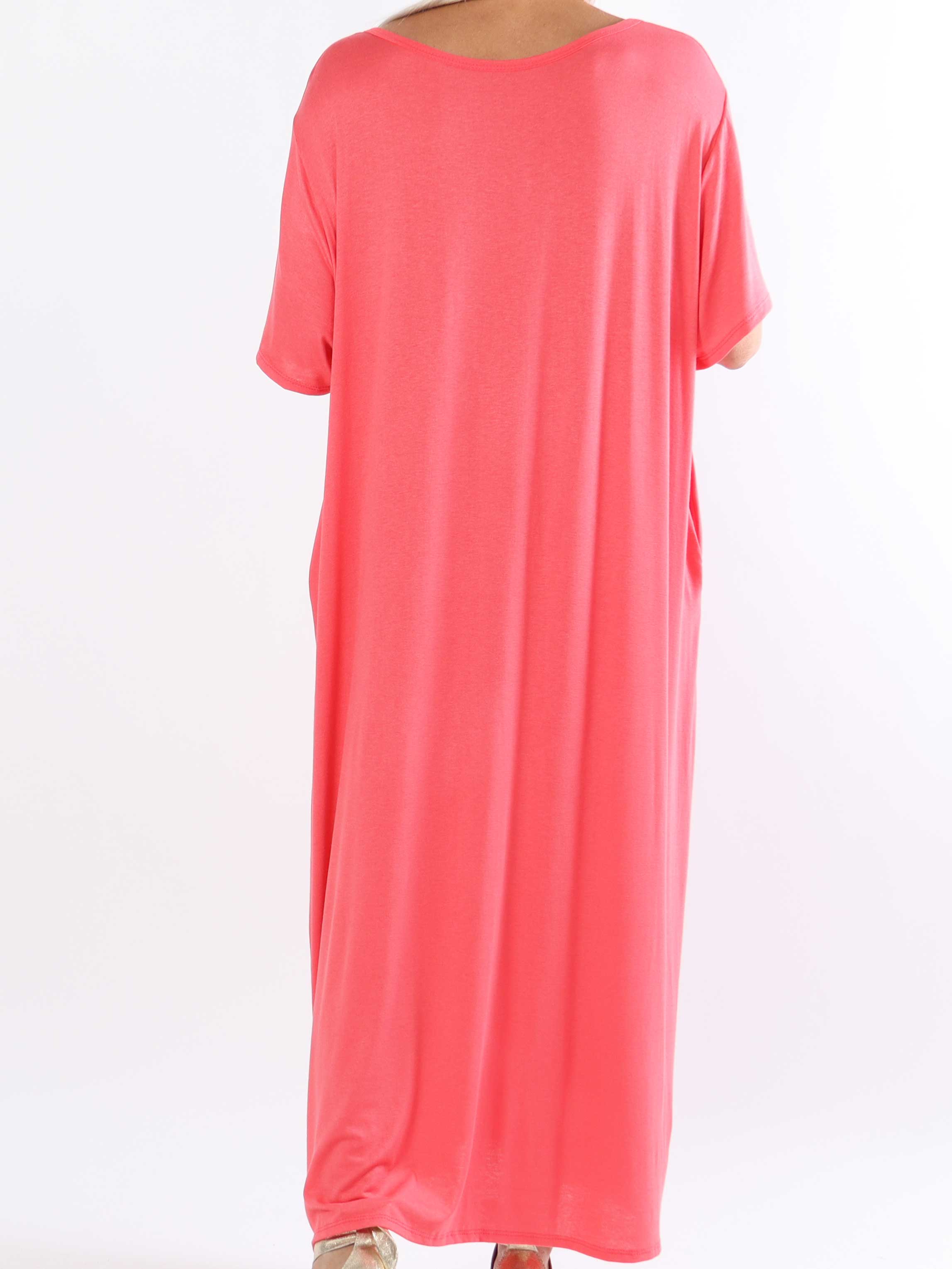 Abbie - Lang plus size t-shirtkjole i åndbart viskose stof