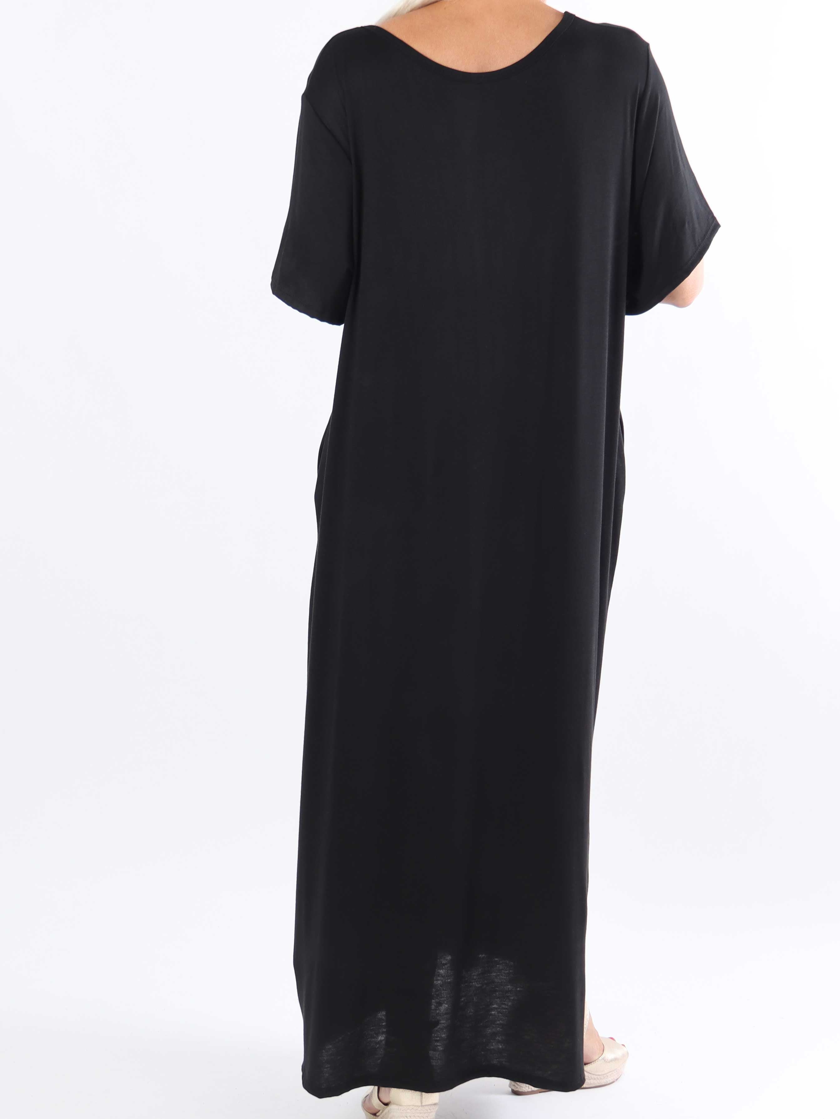 Abbie - Lang plus size t-shirtkjole i åndbart viskose stof