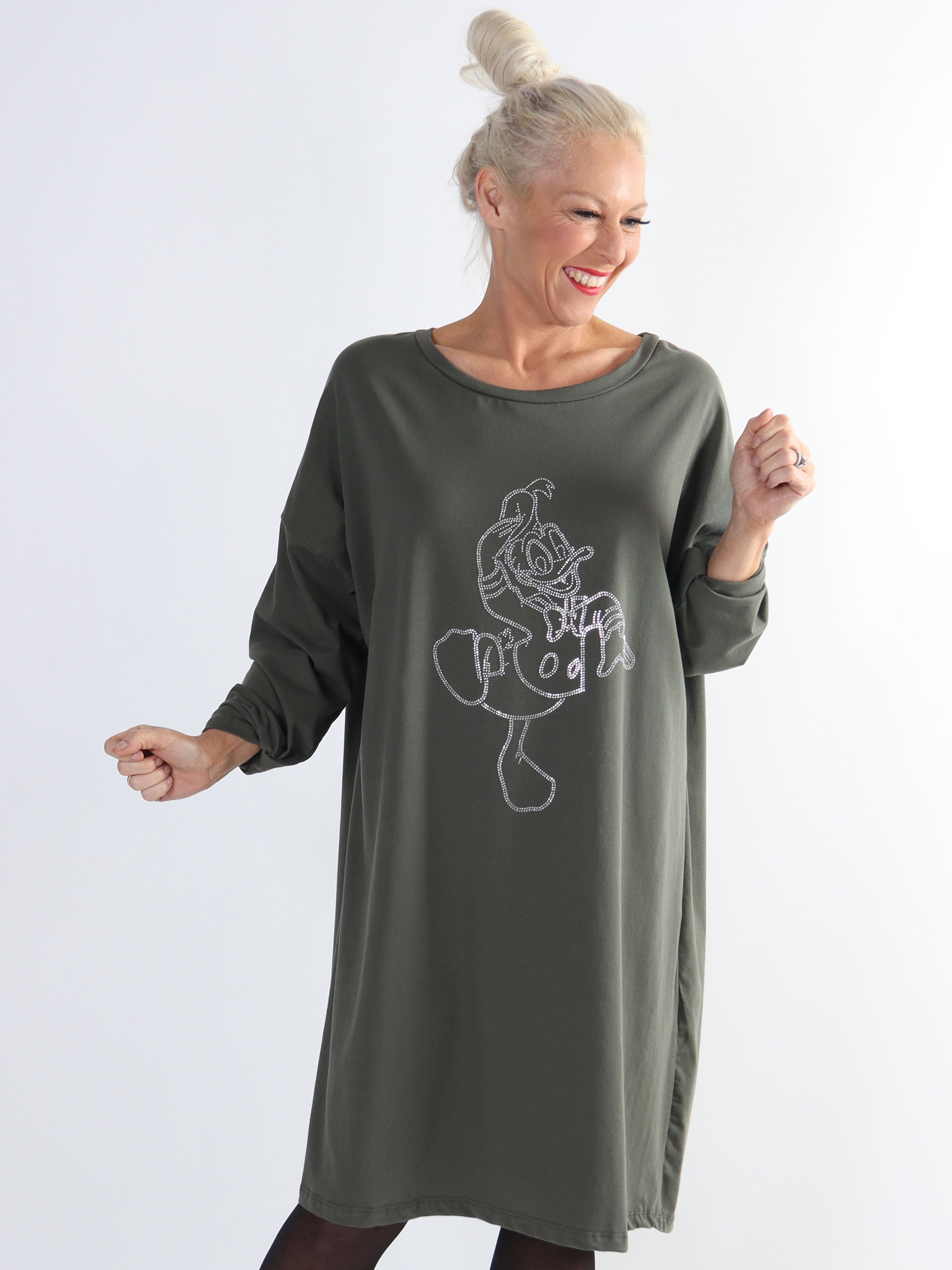 Ada - Plus size kjole i bomuld med tryk i similisten