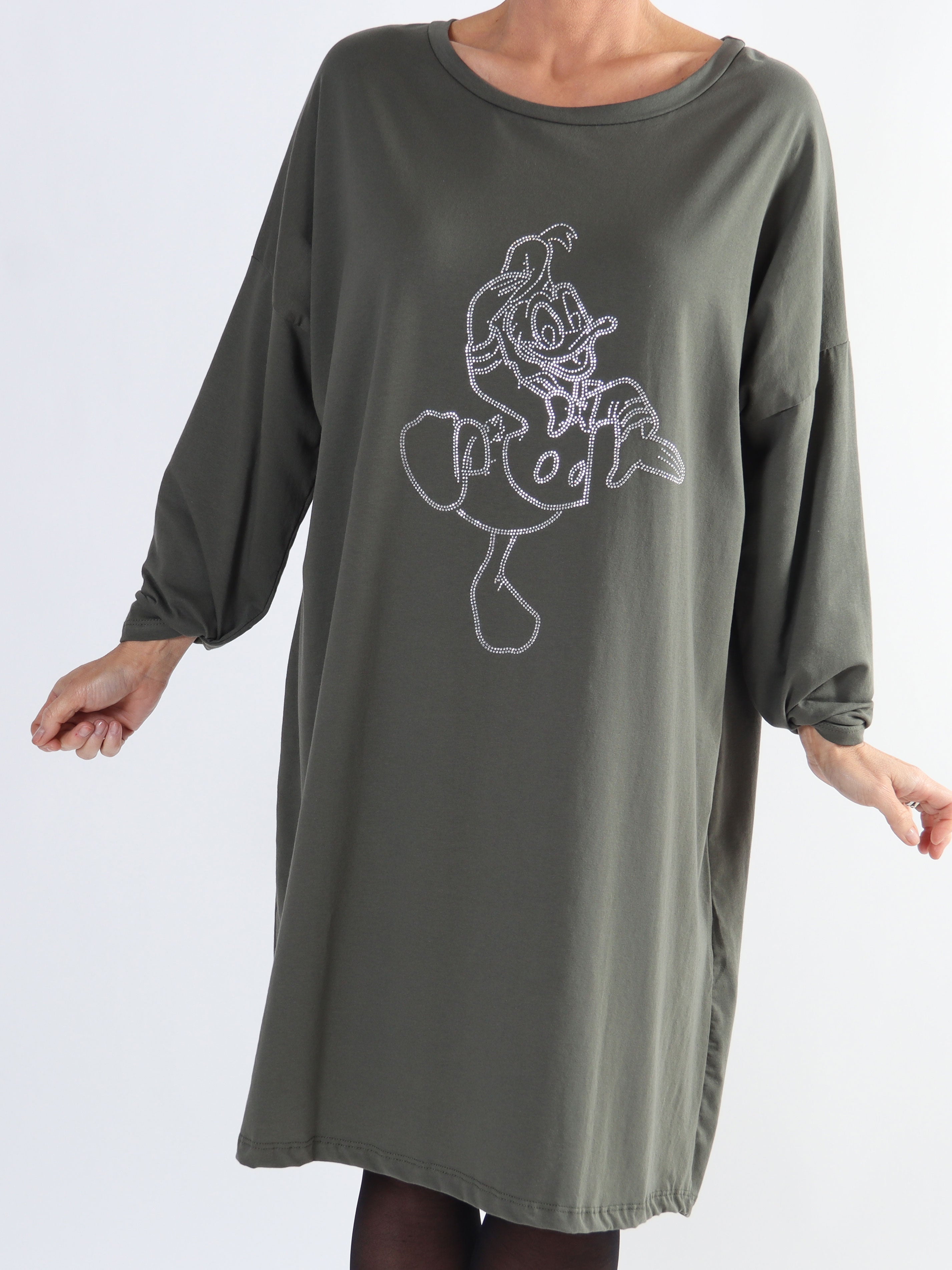 Ada - Plus size kjole i bomuld med tryk i similisten