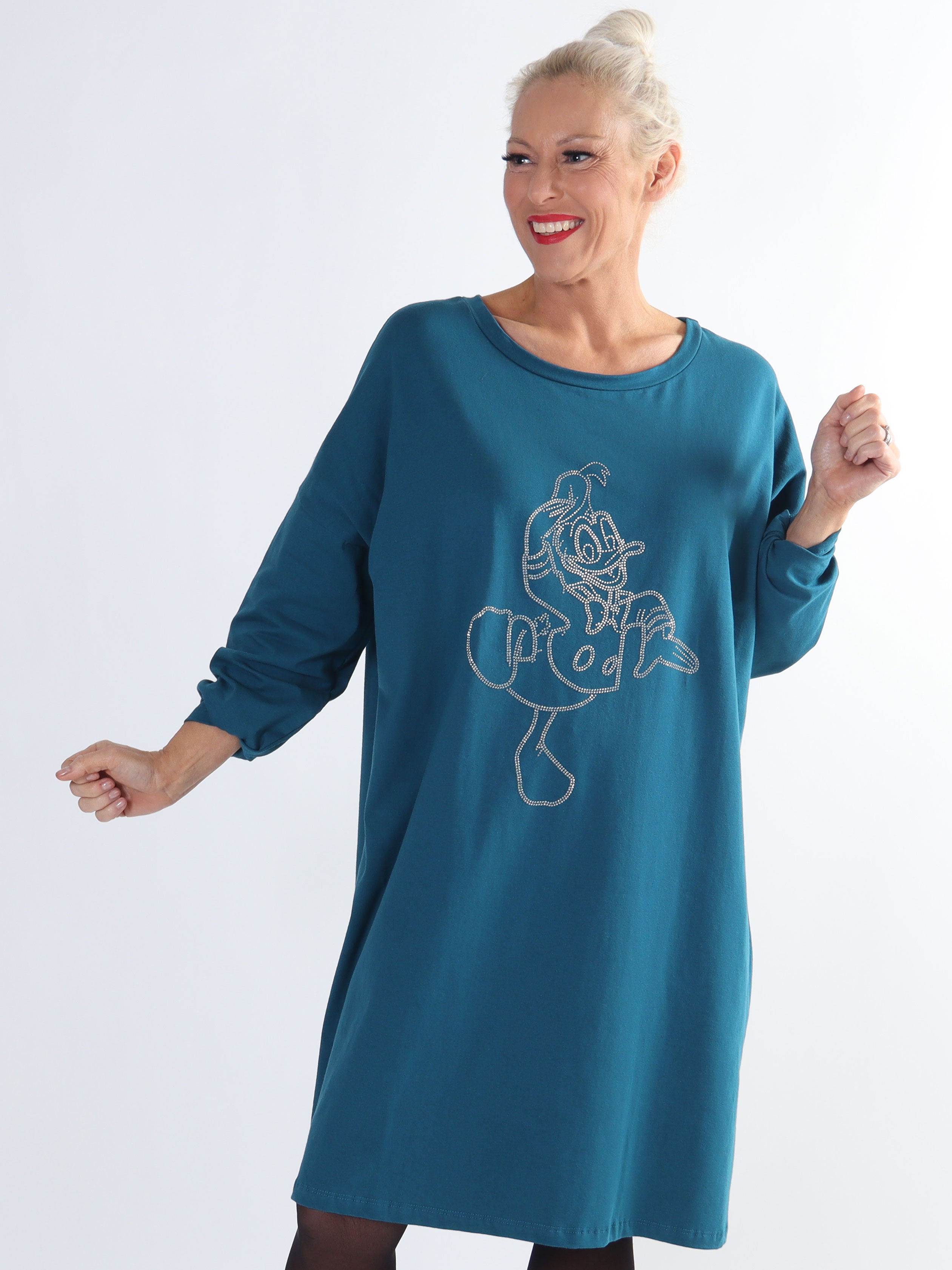 Ada - Plus size kjole i bomuld med tryk i similisten