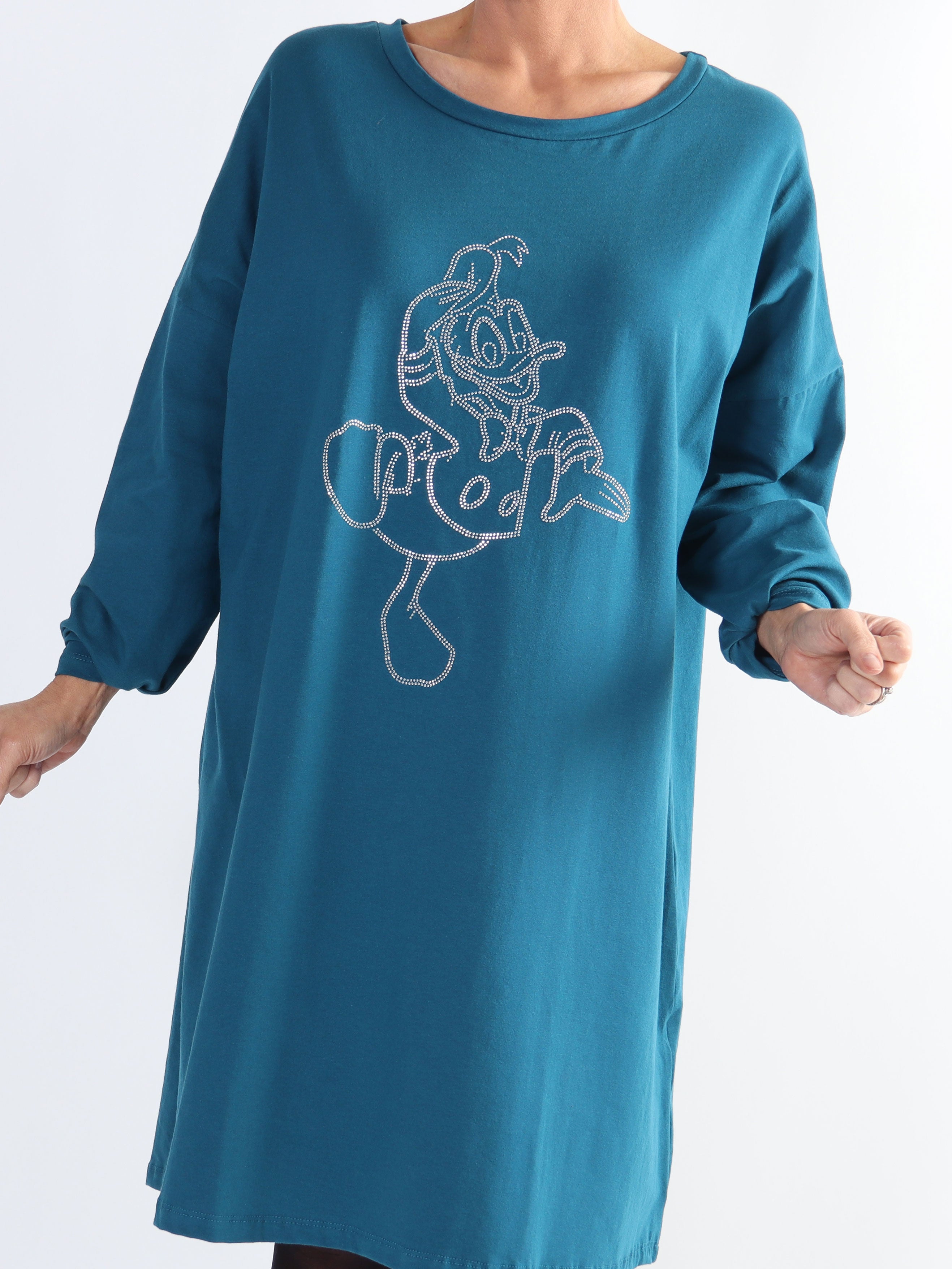 Ada - Plus size kjole i bomuld med tryk i similisten