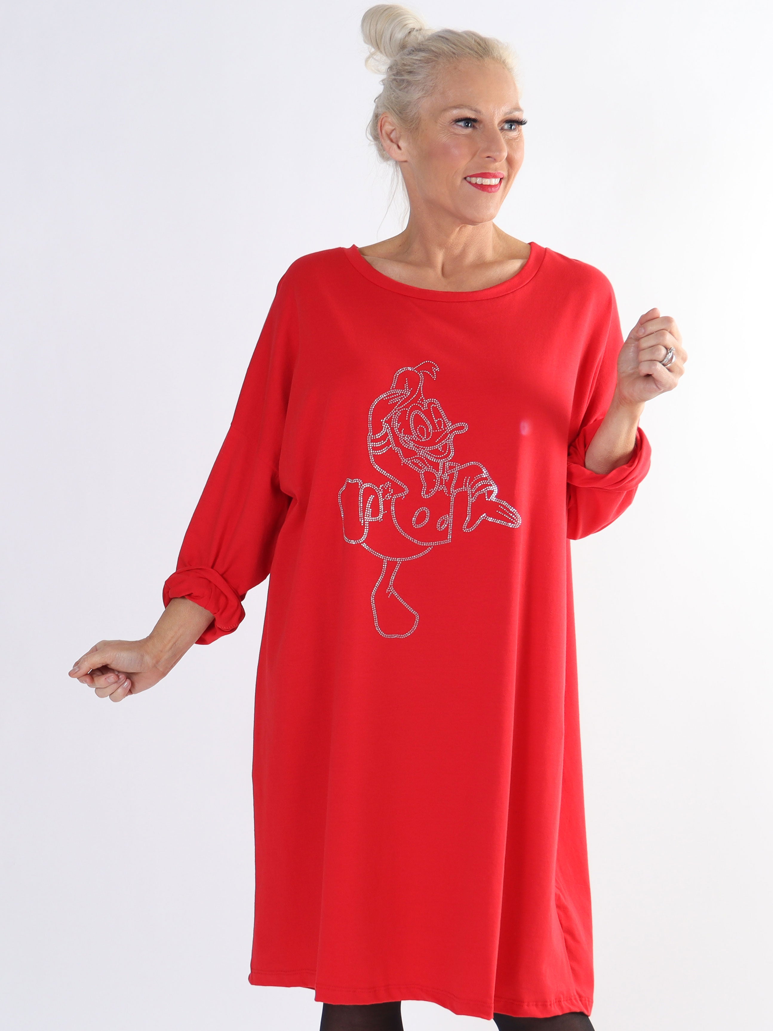 Ada - Plus size kjole i bomuld med tryk i similisten