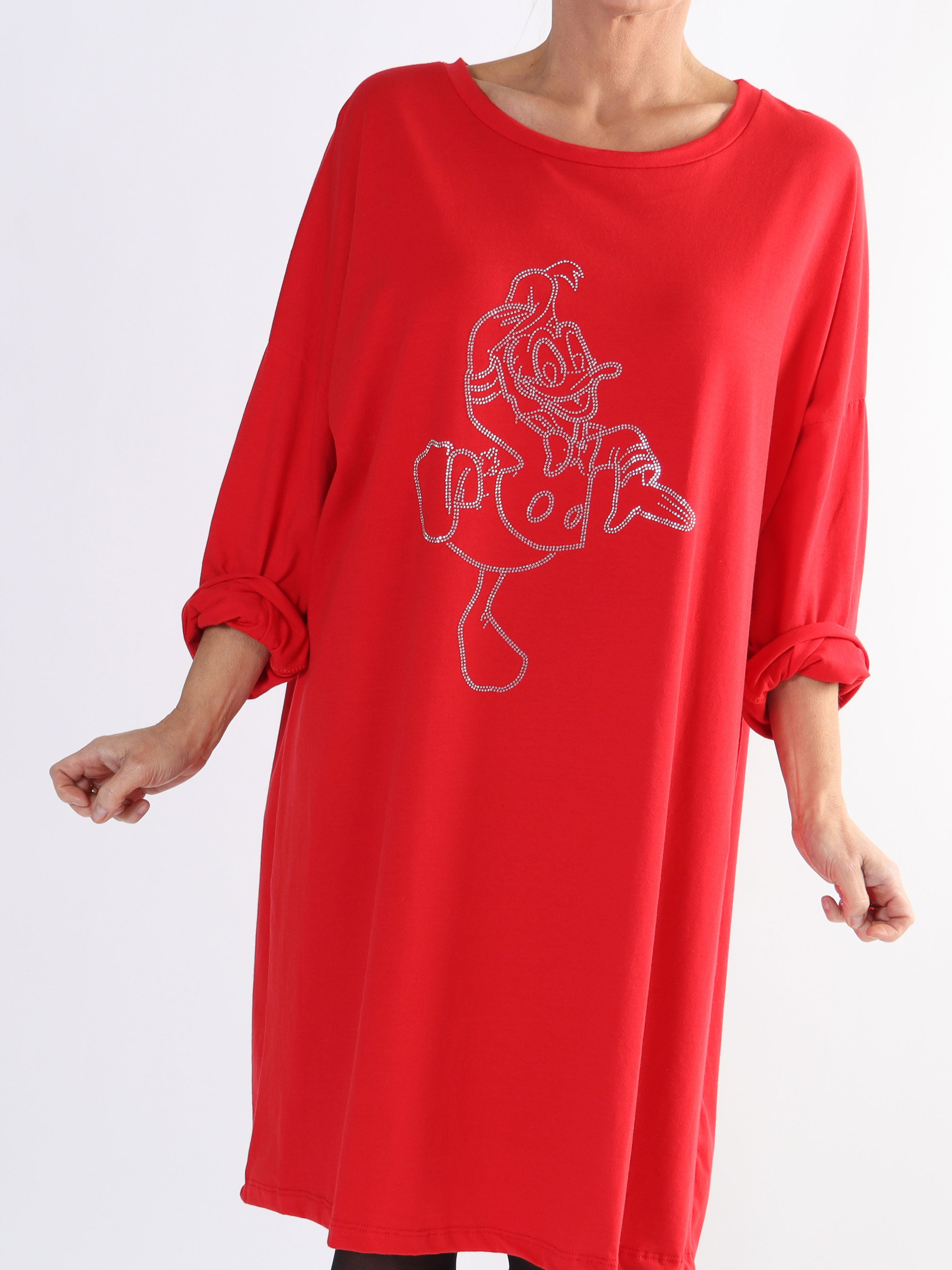 Ada - Plus size kjole i bomuld med tryk i similisten