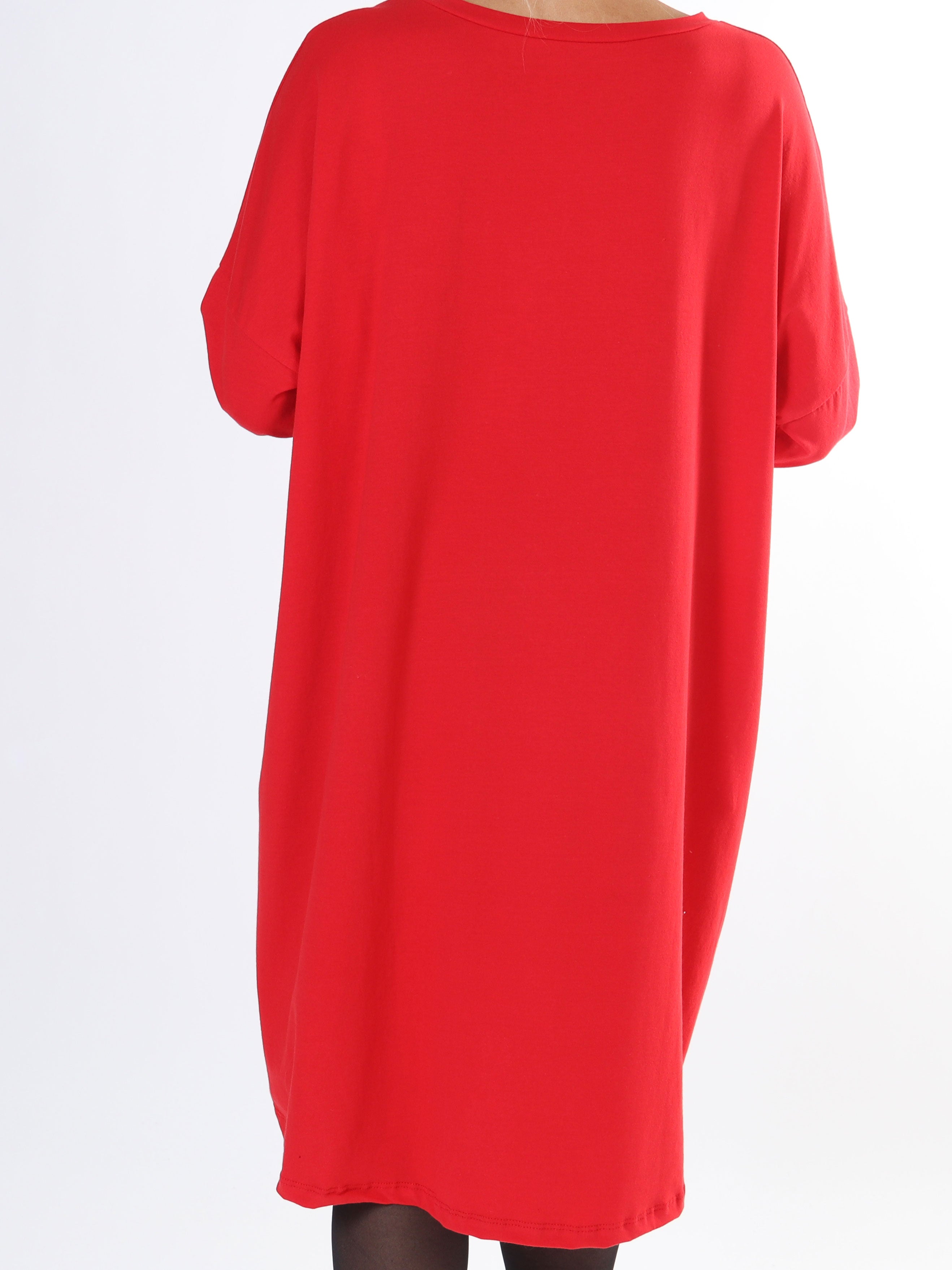 Ada - Plus size kjole i bomuld med tryk i similisten