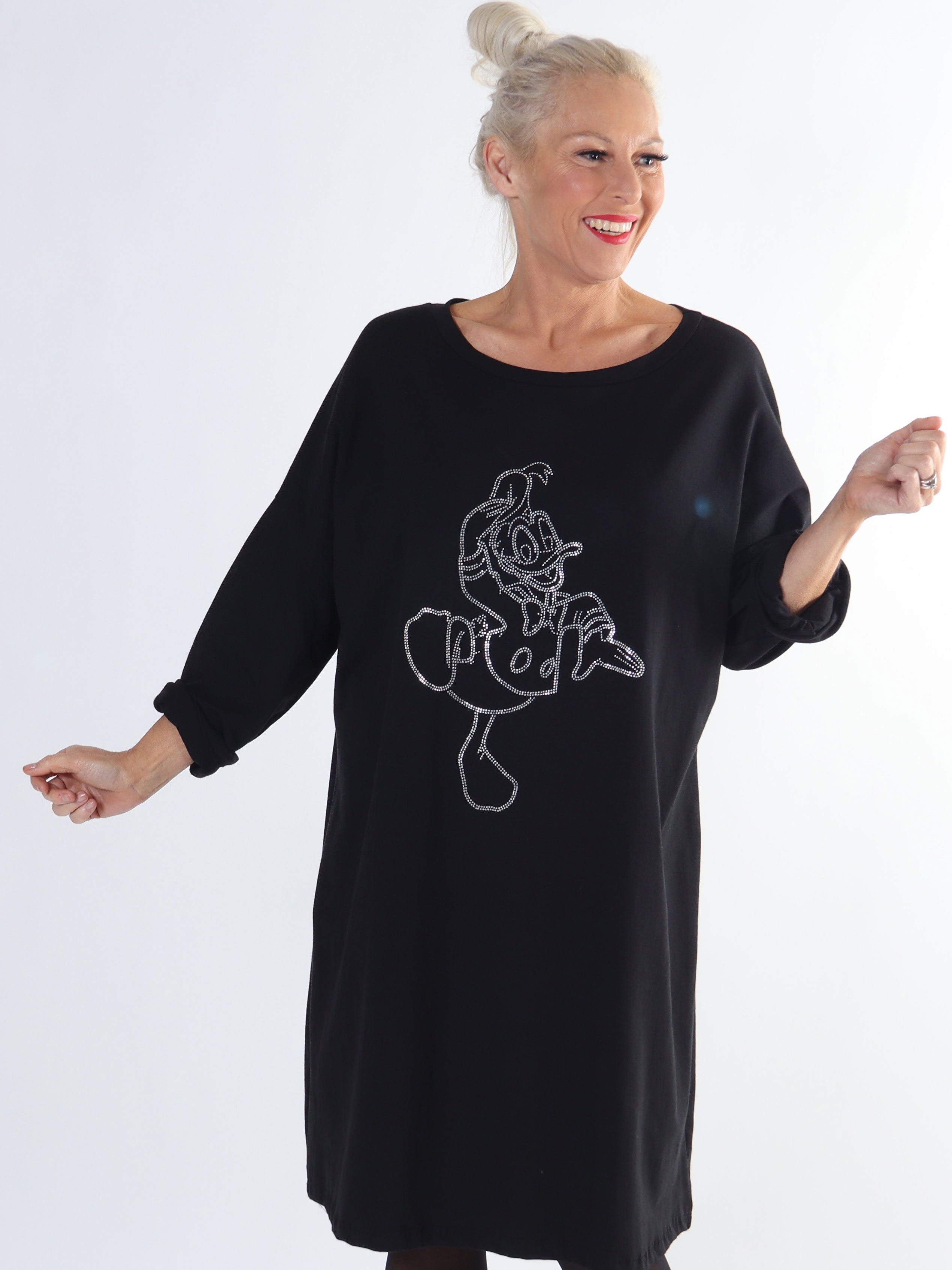 Ada - Plus size kjole i bomuld med tryk i similisten