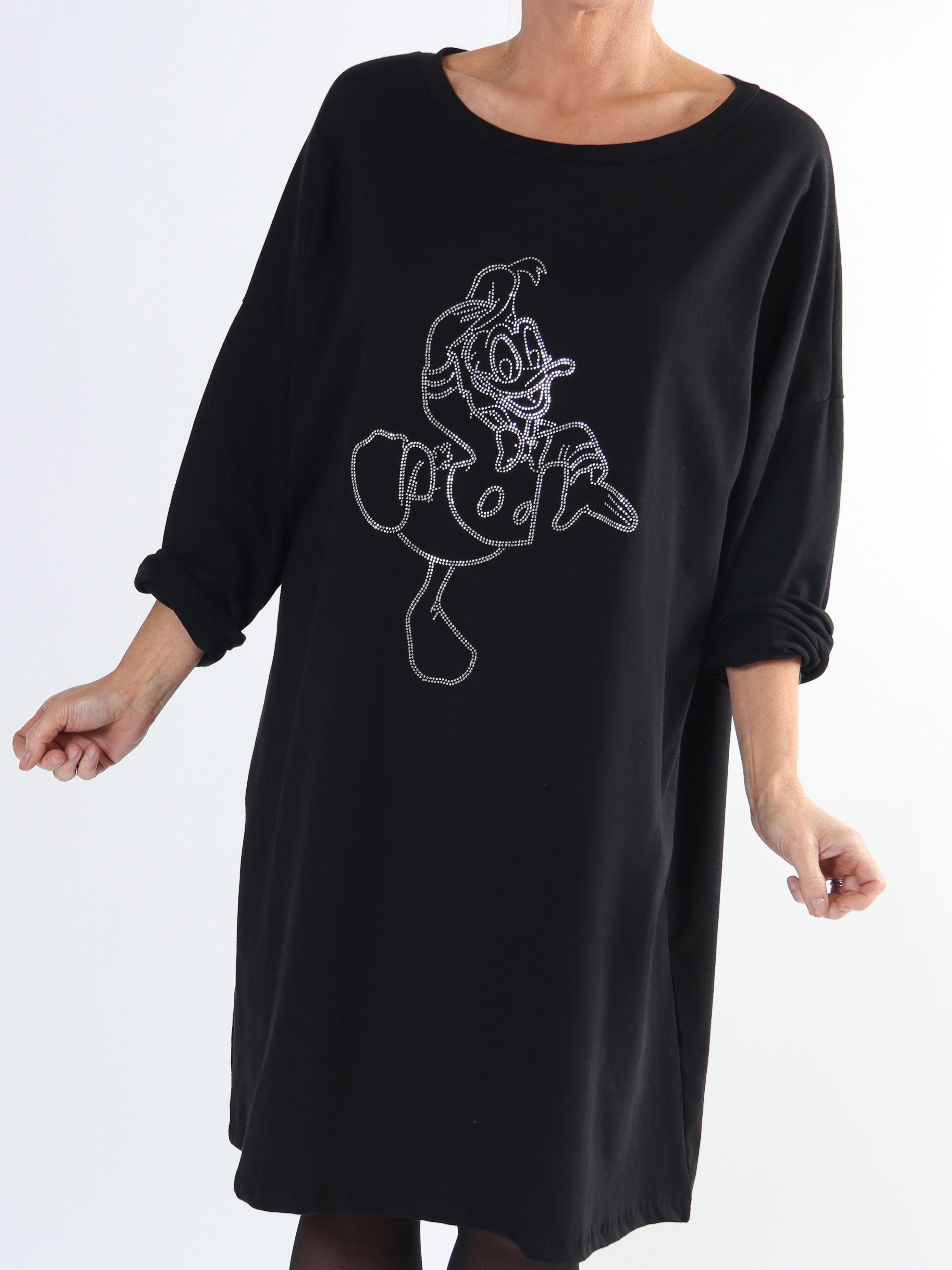 Ada - Plus size kjole i bomuld med tryk i similisten