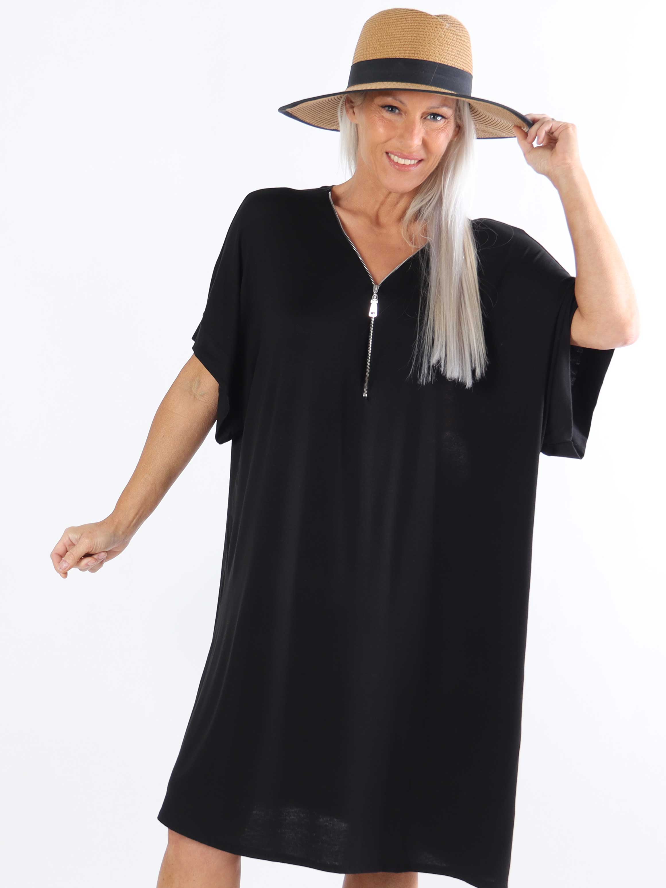 Adana - Sød plus size tunika i viskose med lynlås i udskæringen