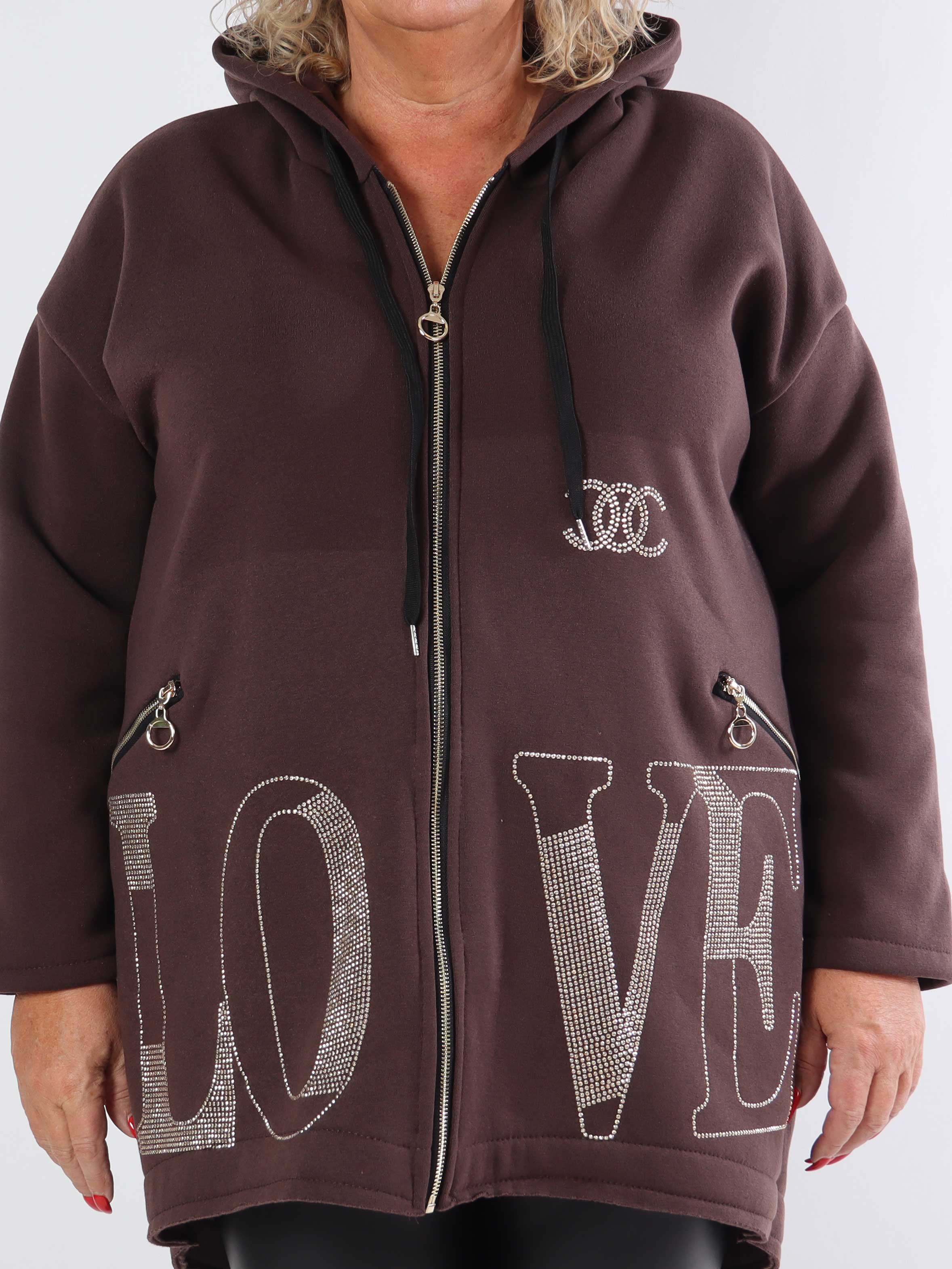 Adea - Blød plus size hoodie med lynlås og similisten