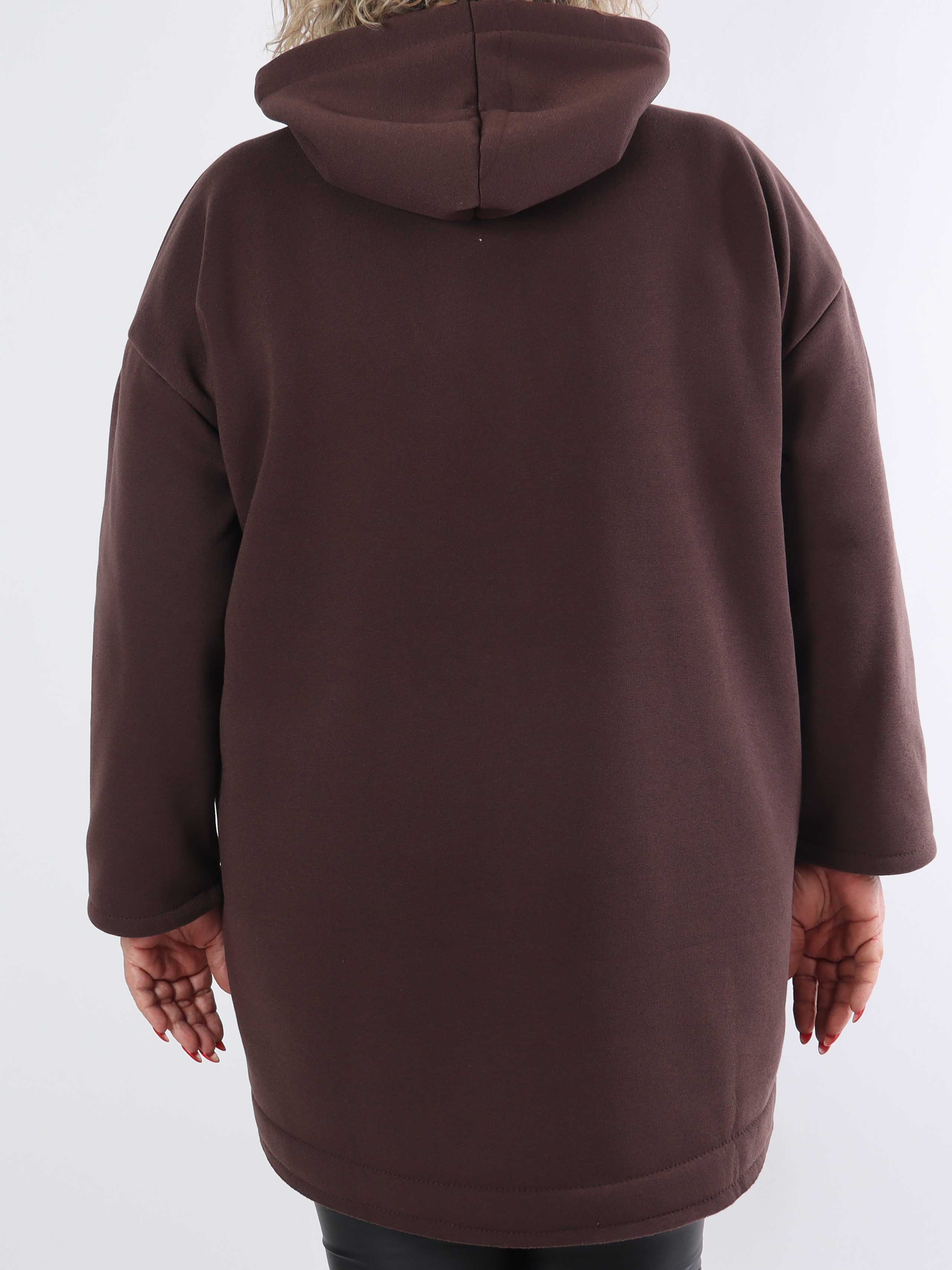 Adea - Blød plus size hoodie med lynlås og similisten