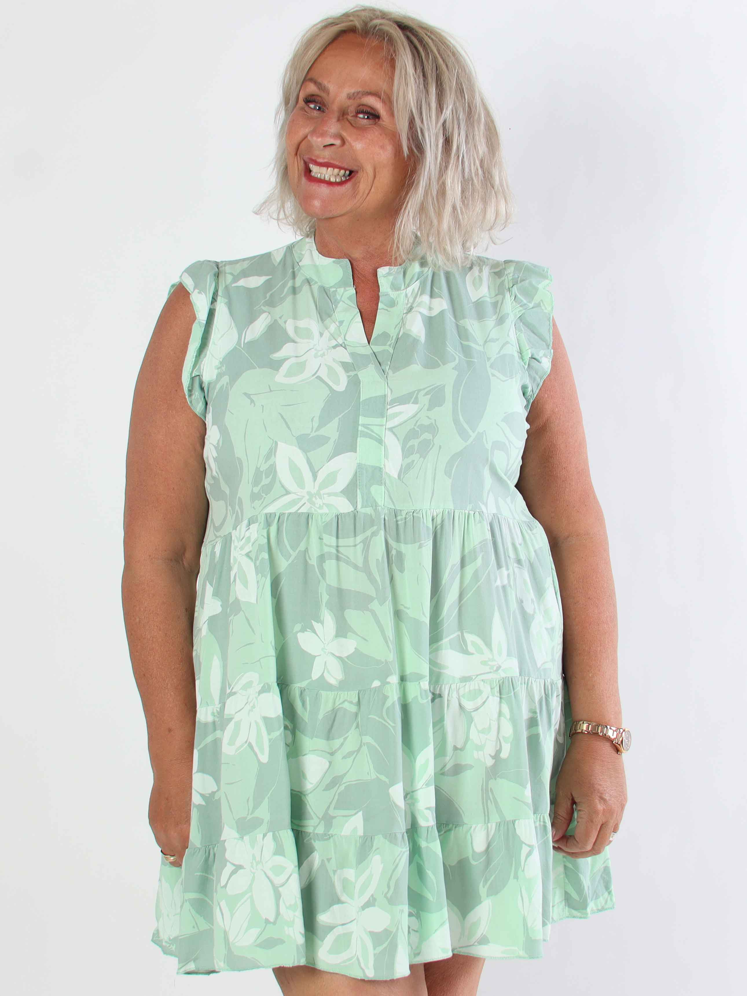 Alcmene Flower - Sød viskose tunikakjole med flæser