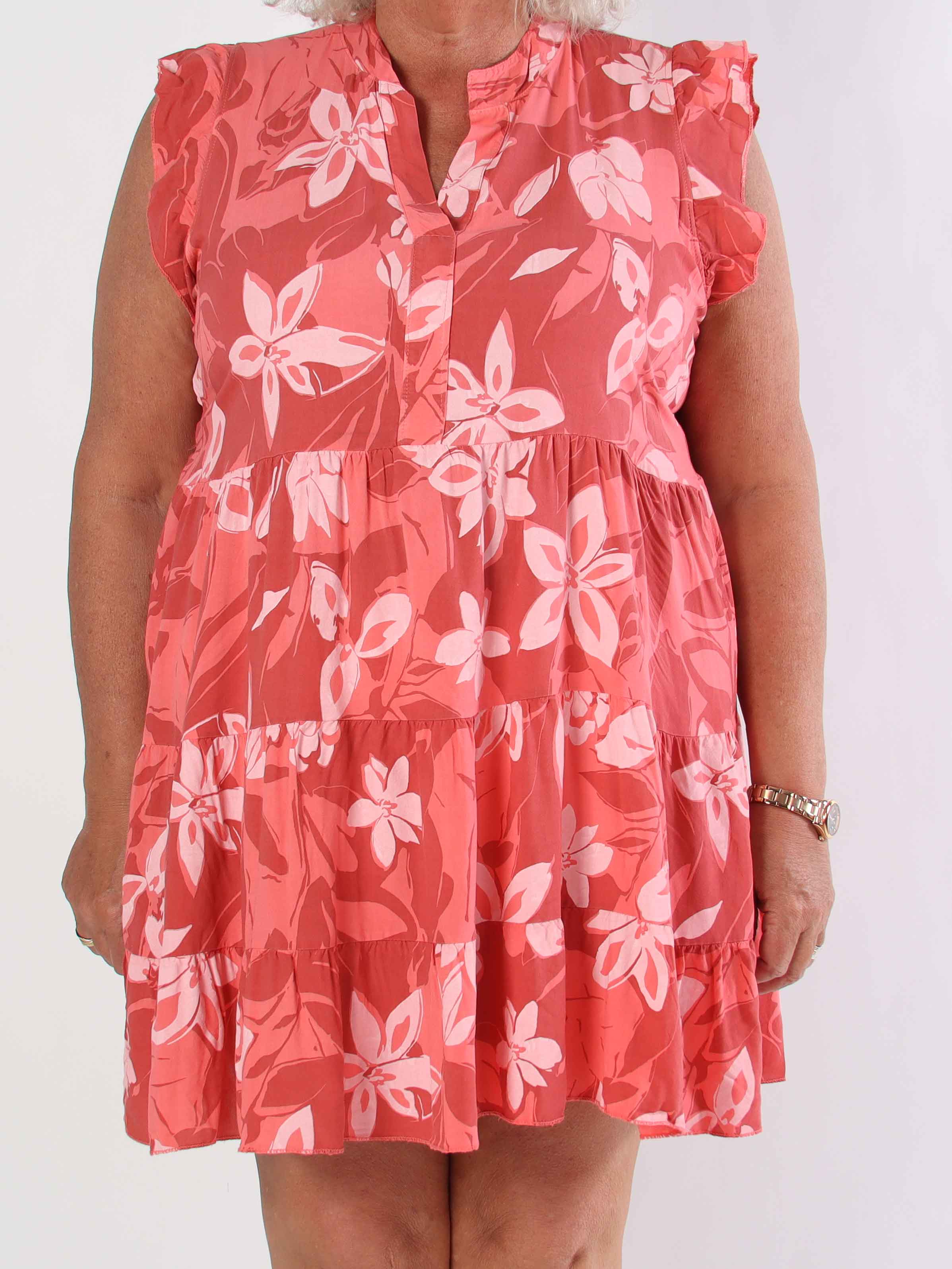 Alcmene Flower - Sød viskose tunikakjole med flæser