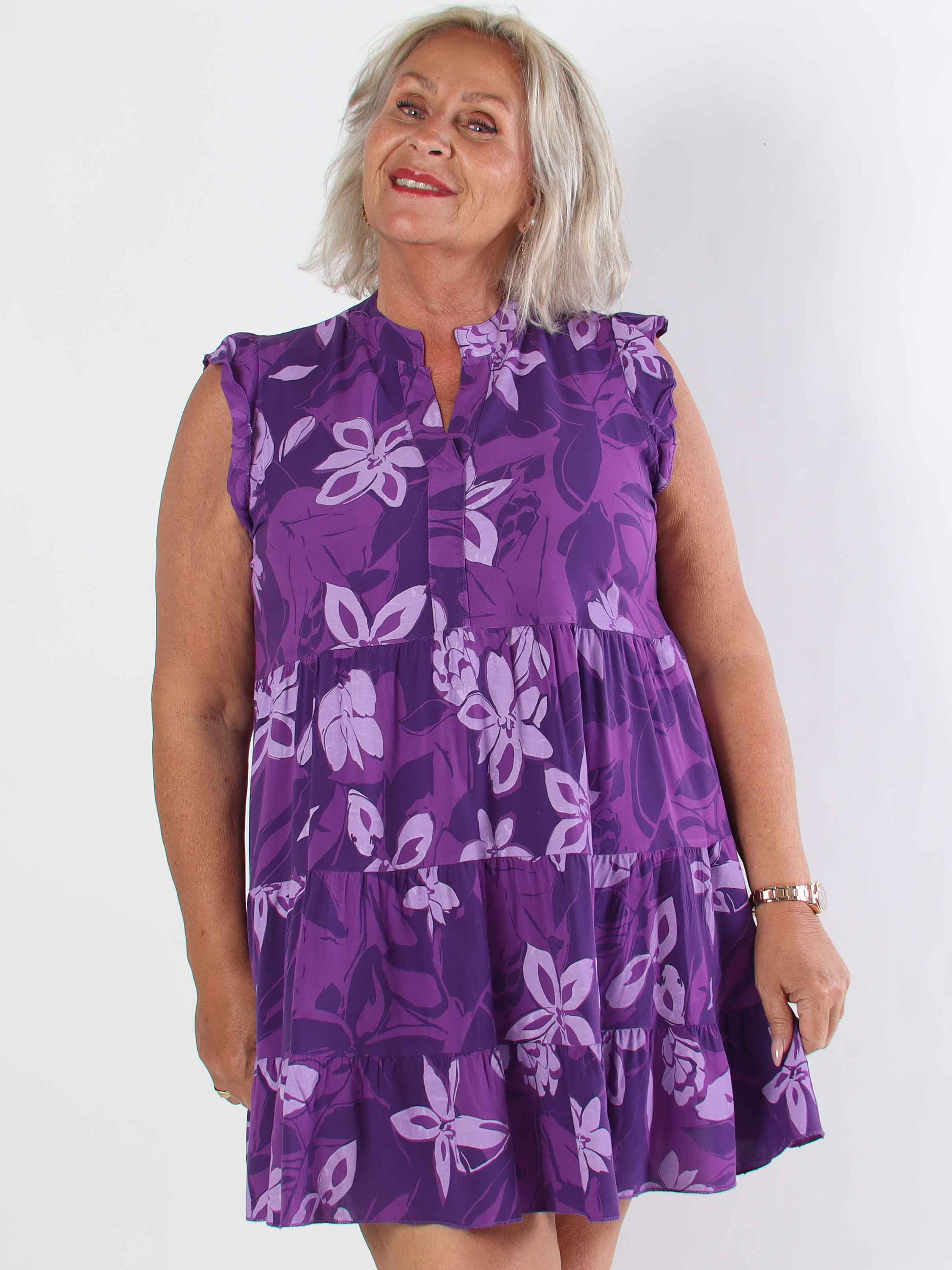 Alcmene Flower - Sød viskose tunikakjole med flæser