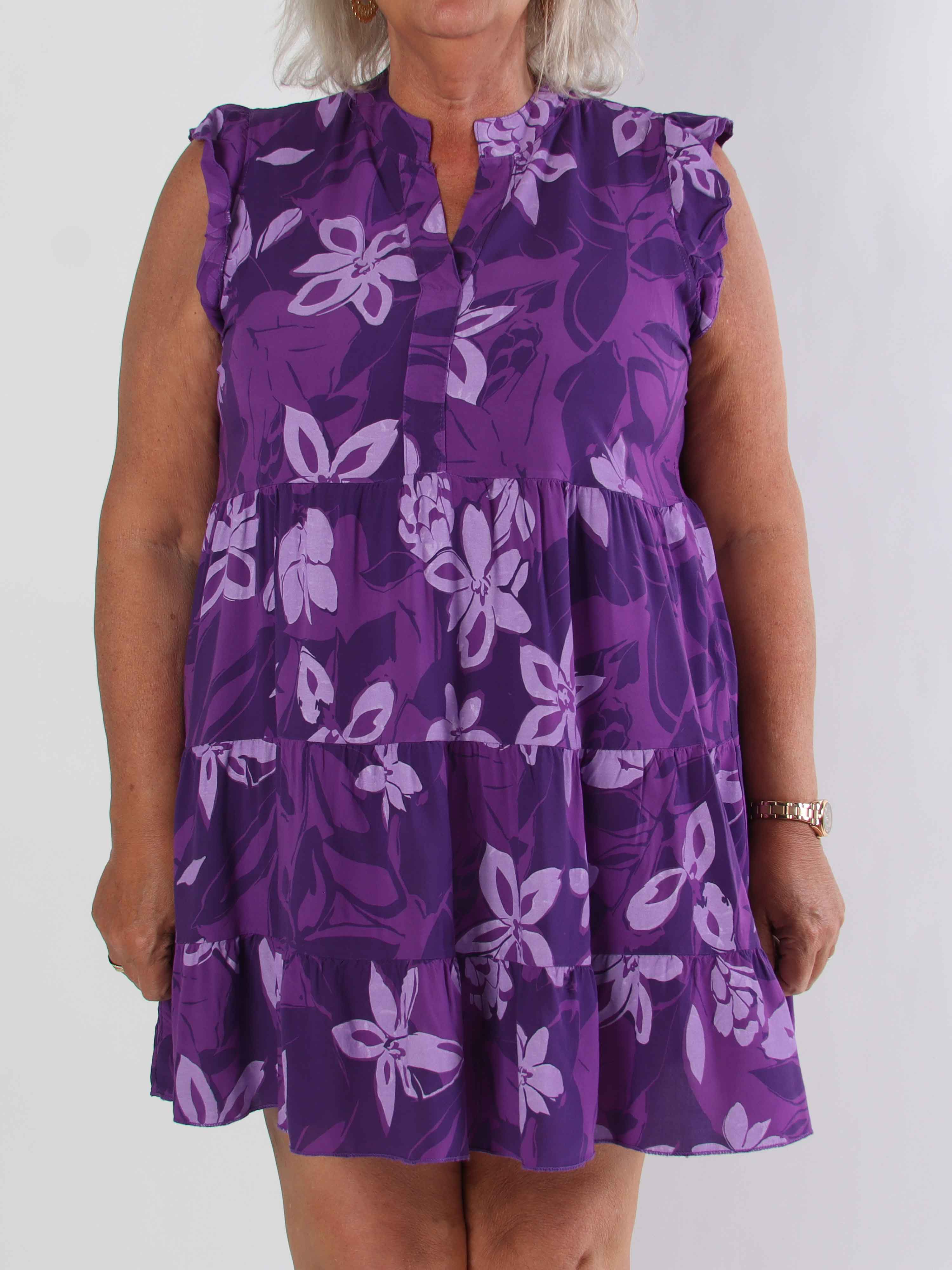 Alcmene Flower - Sød viskose tunikakjole med flæser