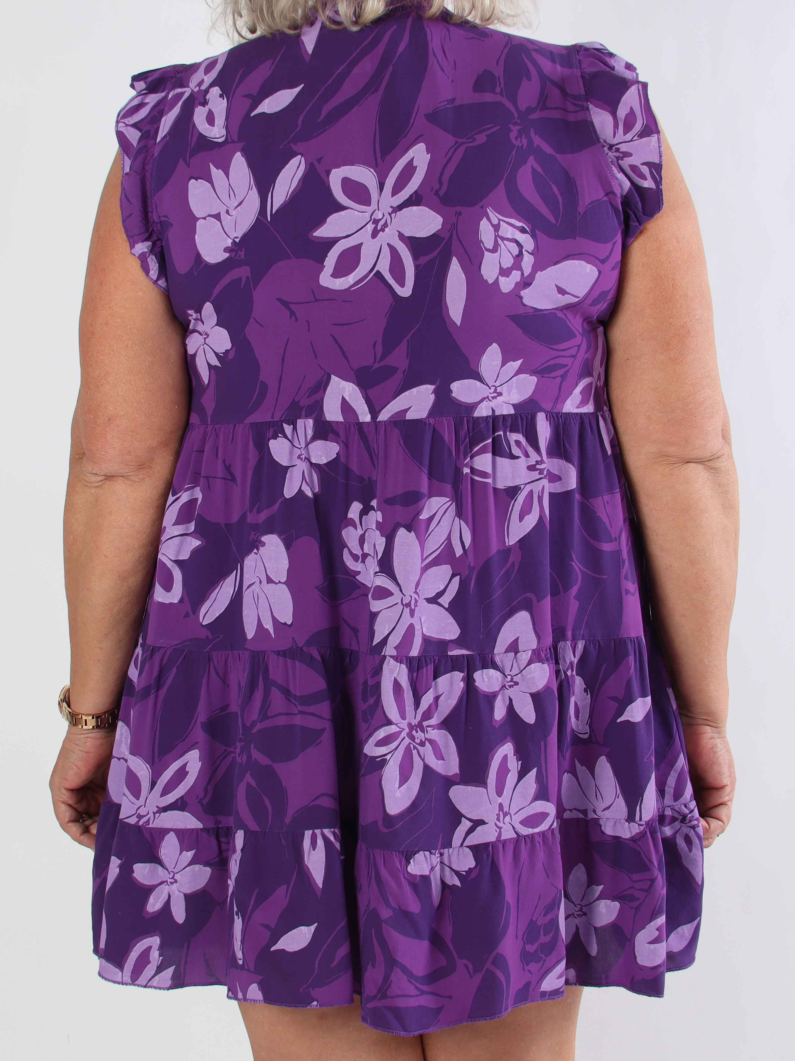 Alcmene Flower - Sød viskose tunikakjole med flæser