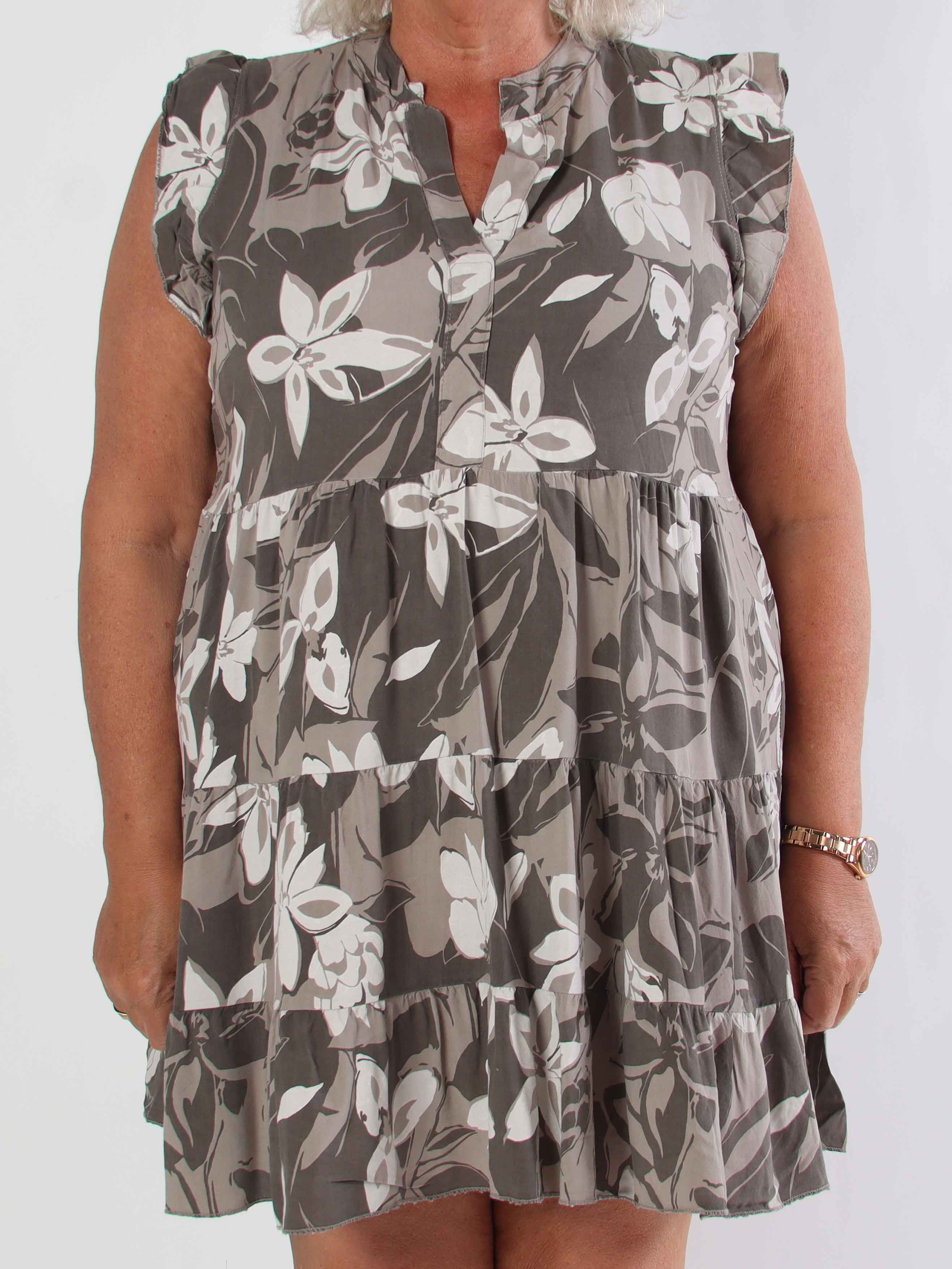 Alcmene Flower - Sød viskose tunikakjole med flæser