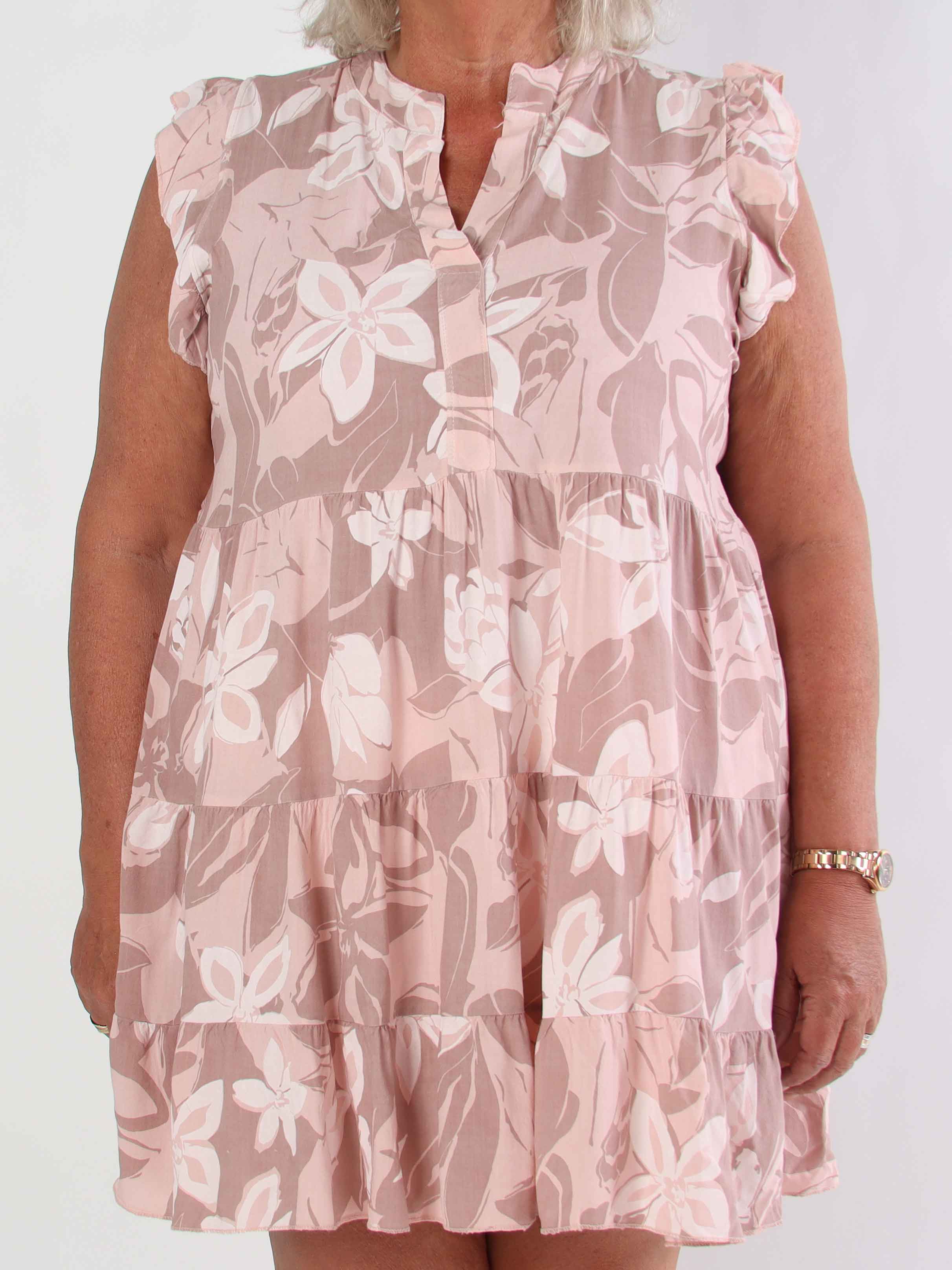 Alcmene Flower - Sød viskose tunikakjole med flæser