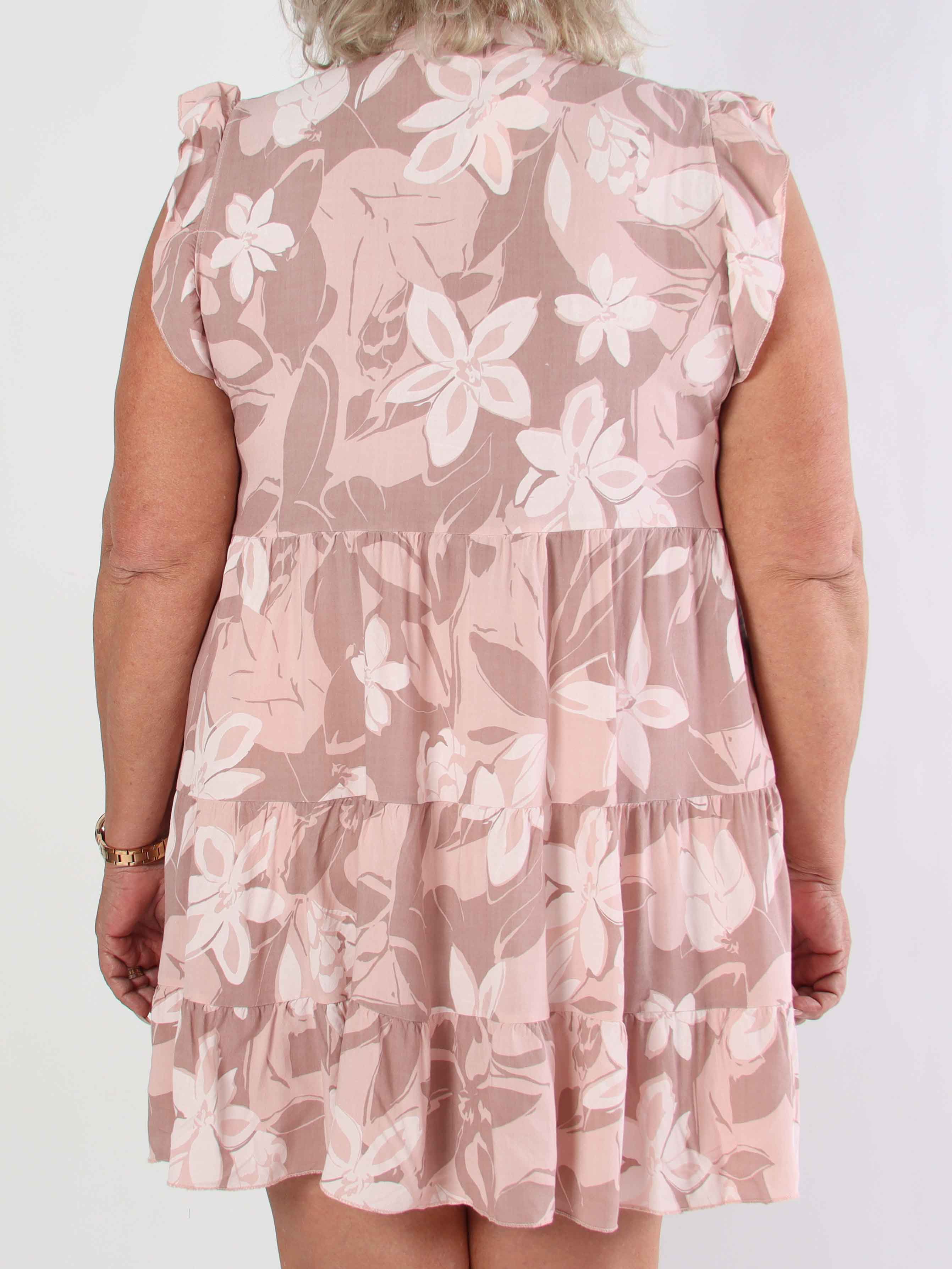 Alcmene Flower - Sød viskose tunikakjole med flæser