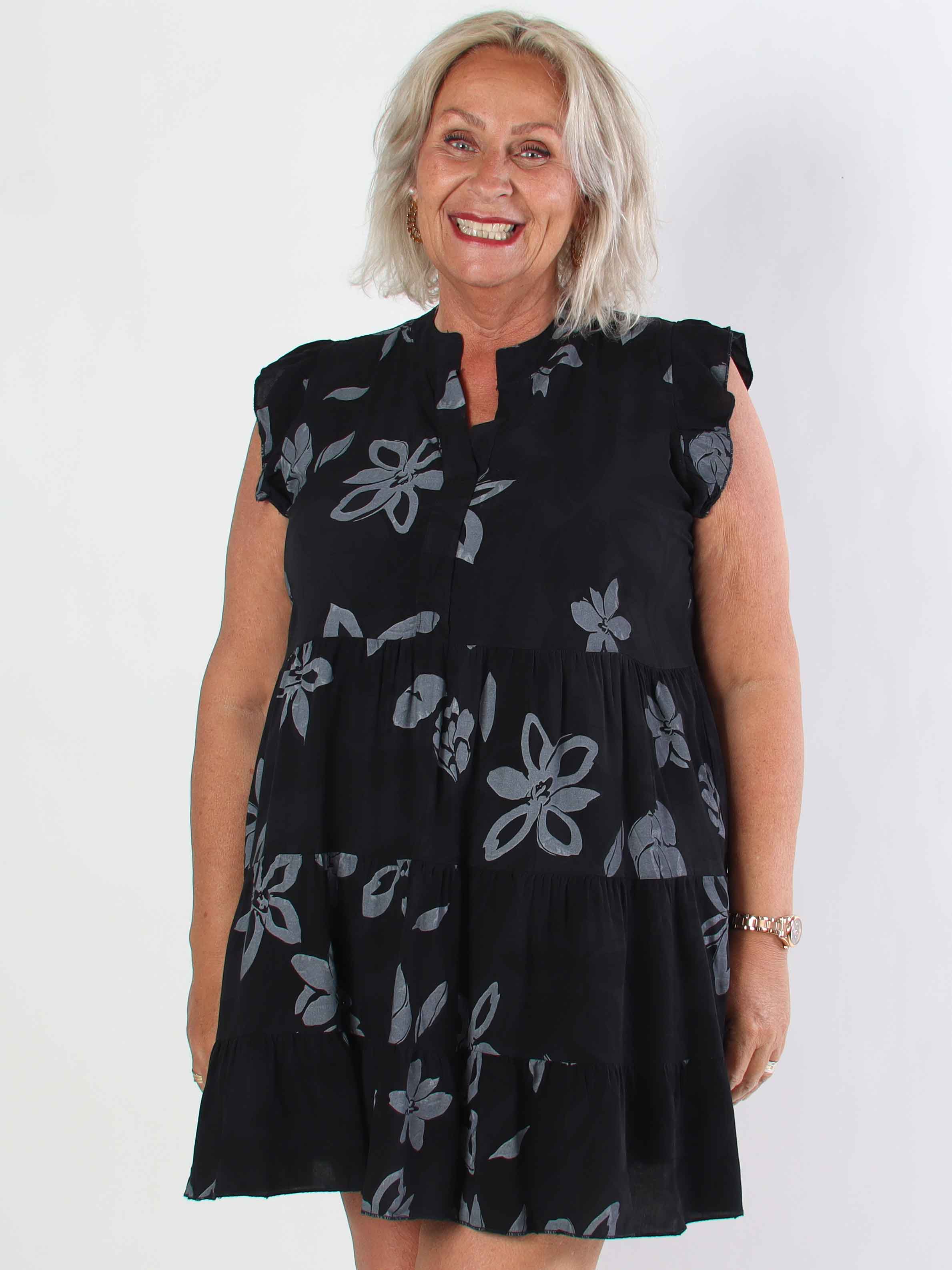 Alcmene Flower - Sød viskose tunikakjole med flæser