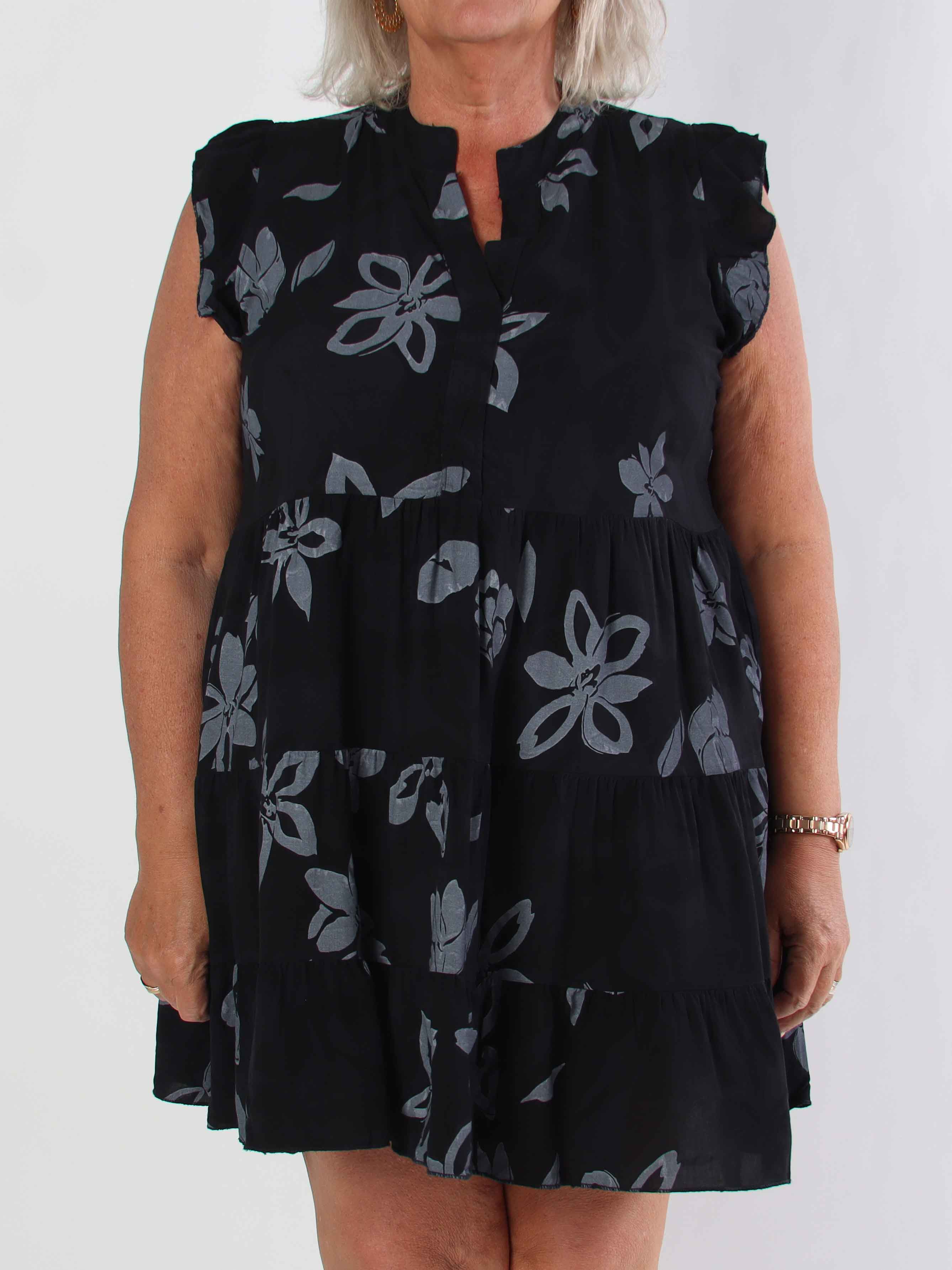 Alcmene Flower - Sød viskose tunikakjole med flæser