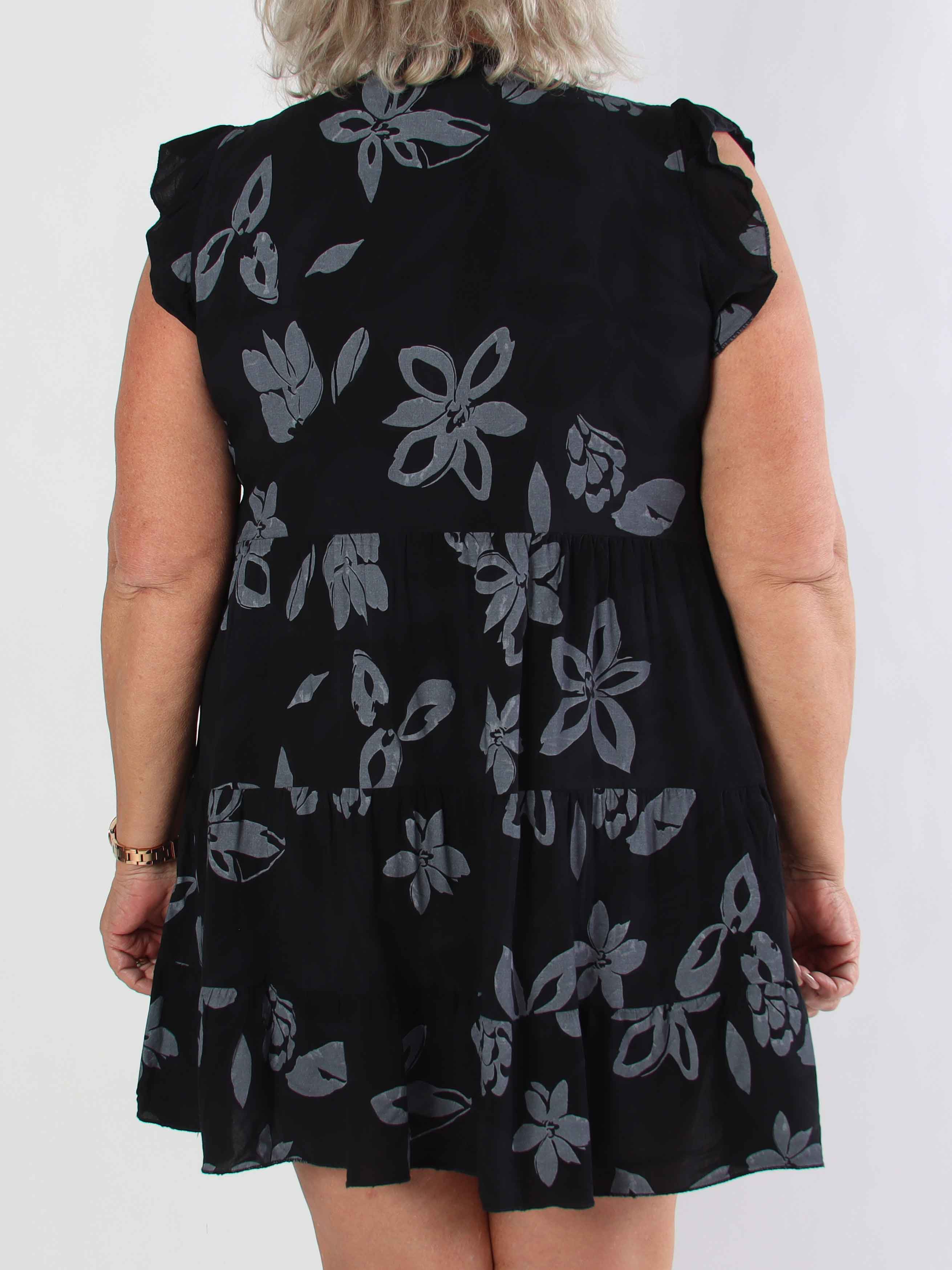 Alcmene Flower - Sød viskose tunikakjole med flæser