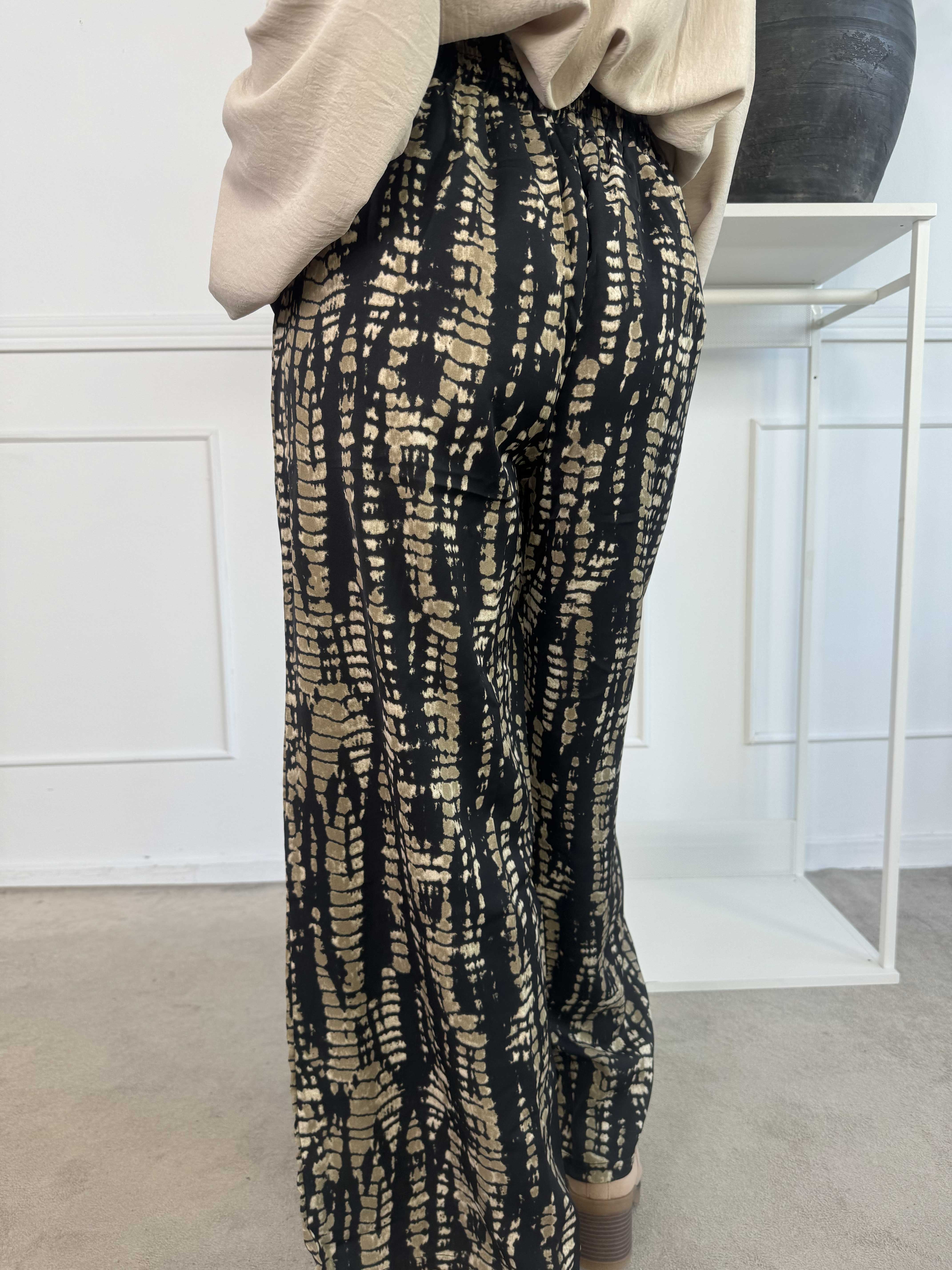 Alexa - Mønstret løse bukser med elastikkant i livet