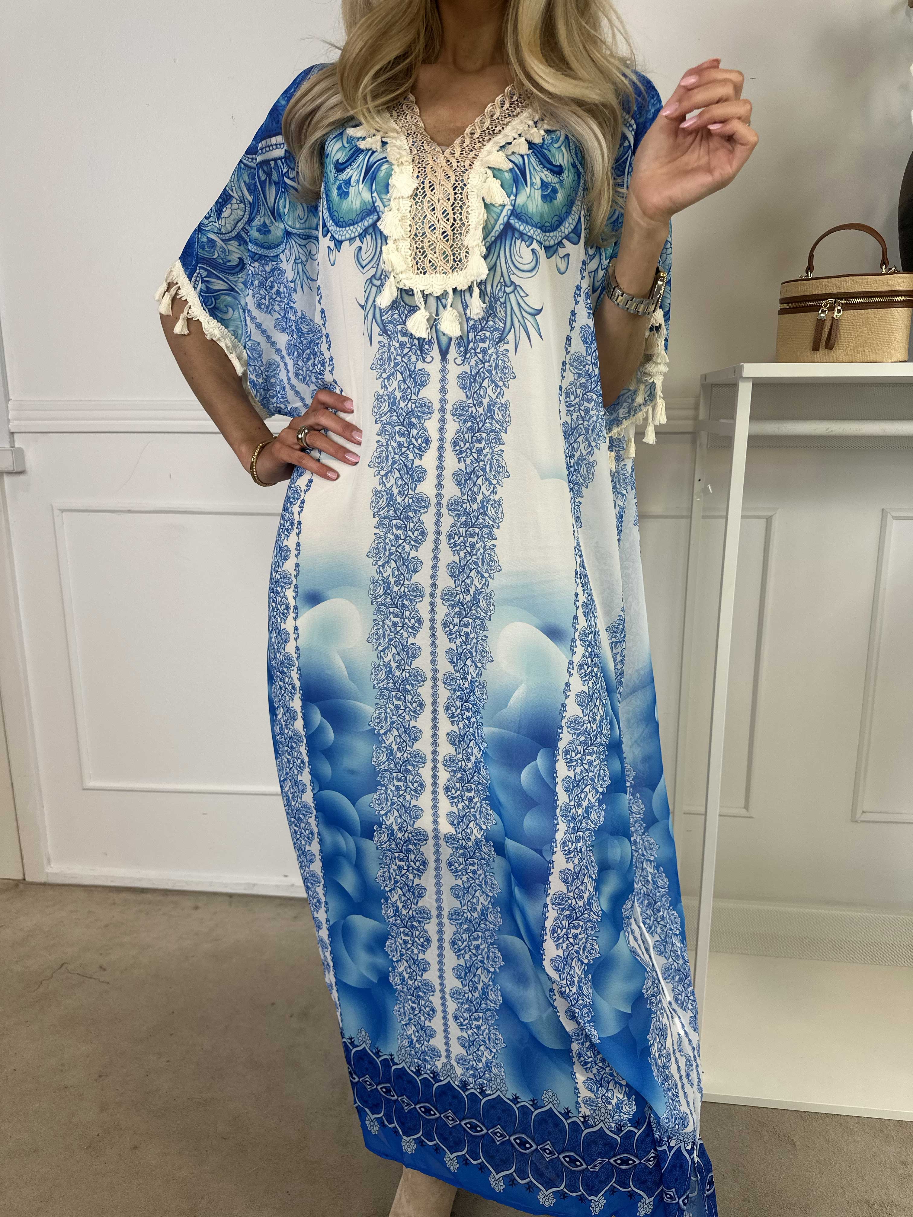 Alexa - Lang mønstret tunika med underkjole i viskose