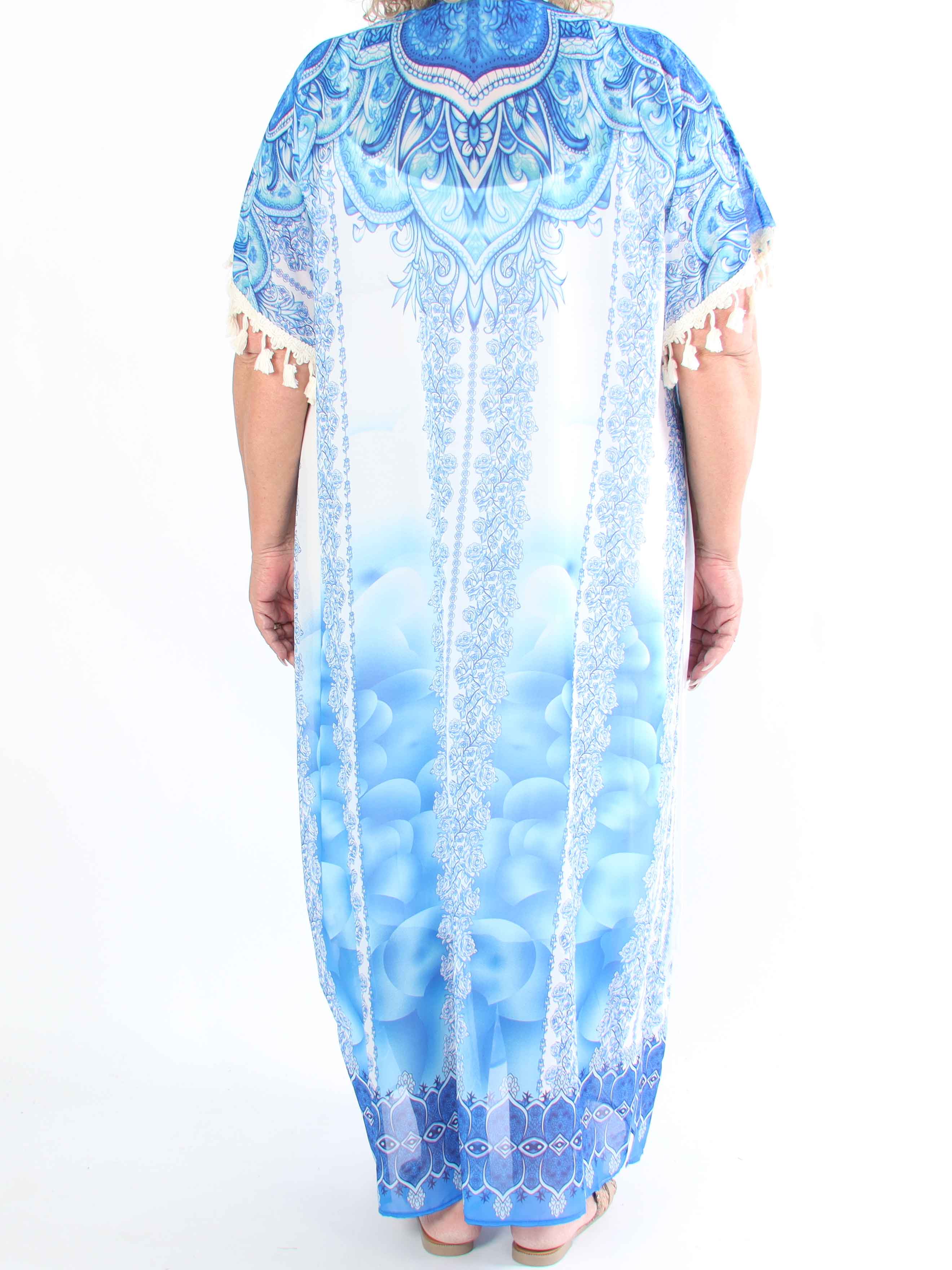 Alexa - Lang mønstret plus size tunika med underkjole i viskose