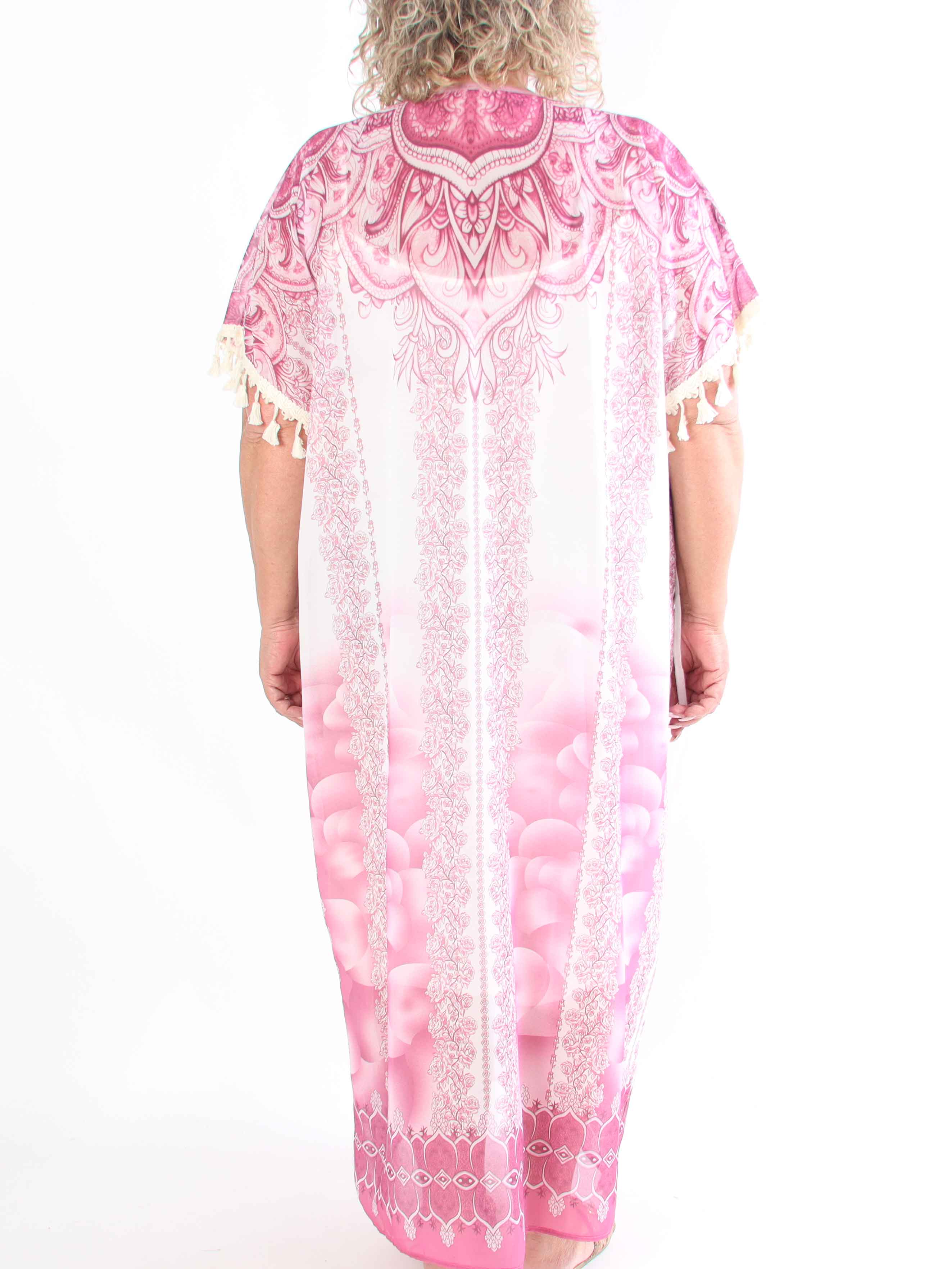 Alexa - Lang mønstret plus size tunika med underkjole i viskose