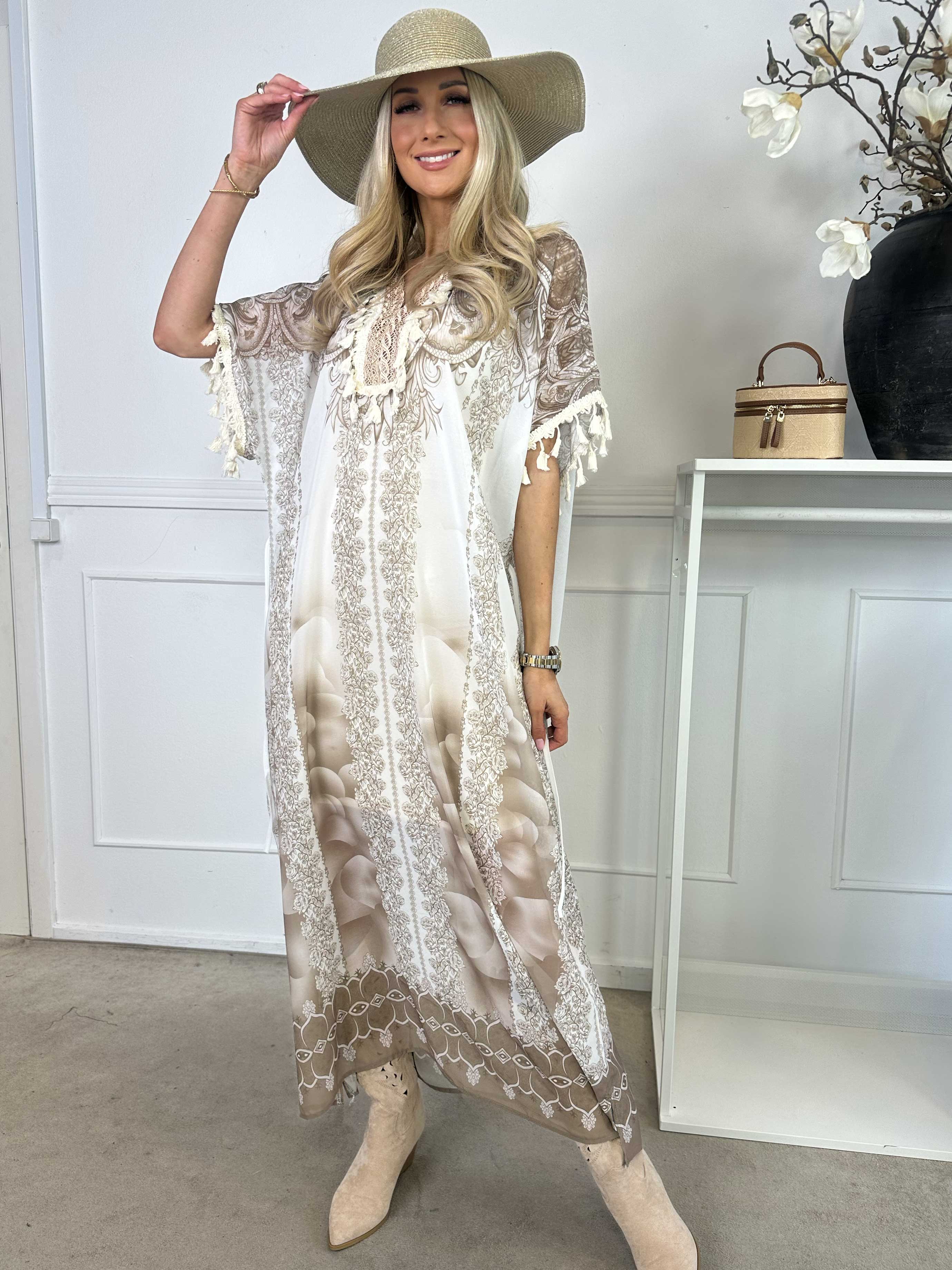 Alexa - Lang mønstret tunika med underkjole i viskose