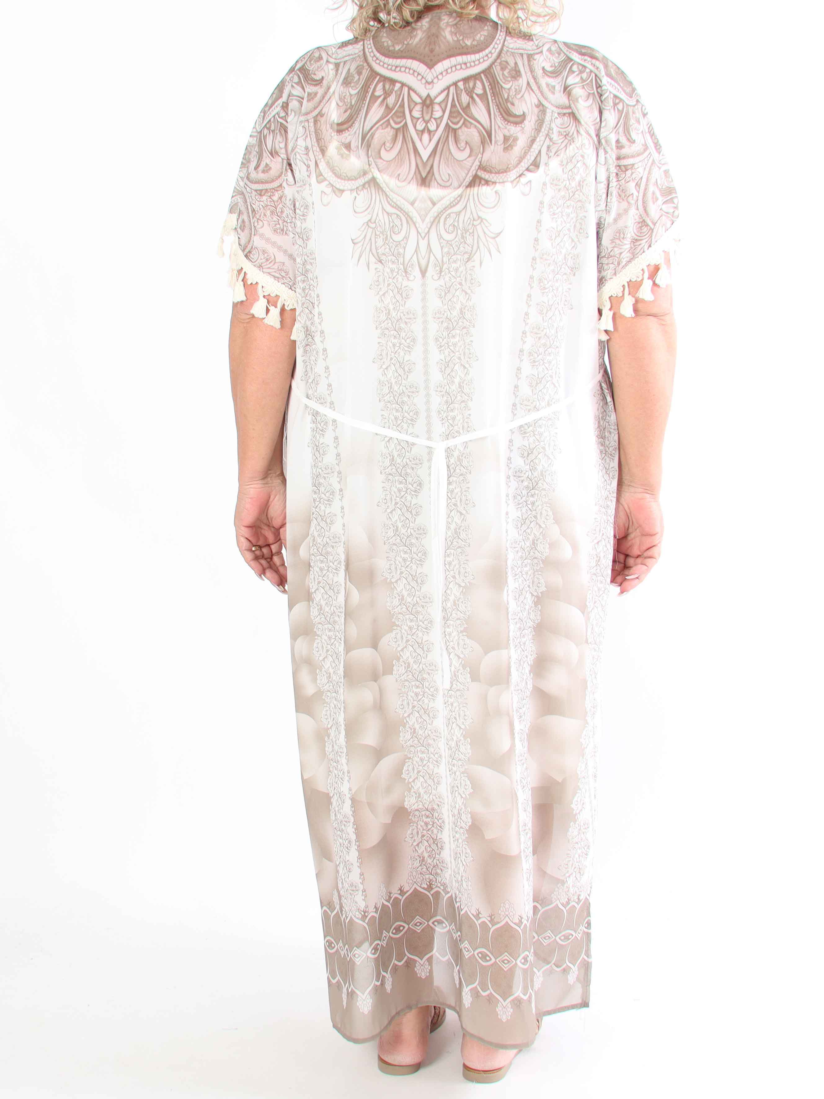 Alexa - Lang mønstret plus size tunika med underkjole i viskose