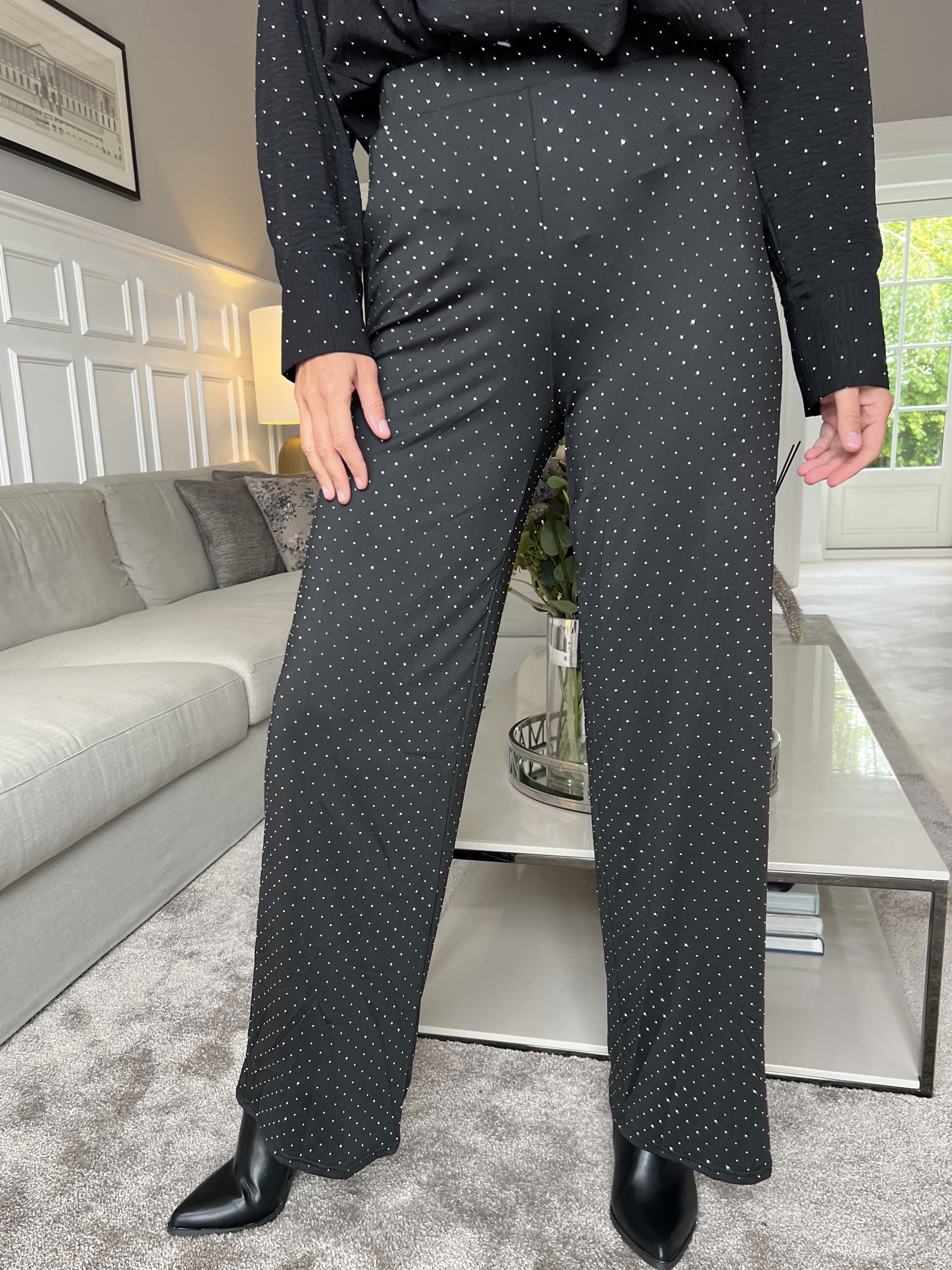 Alexandra - Løse elastiske bukser med små sten