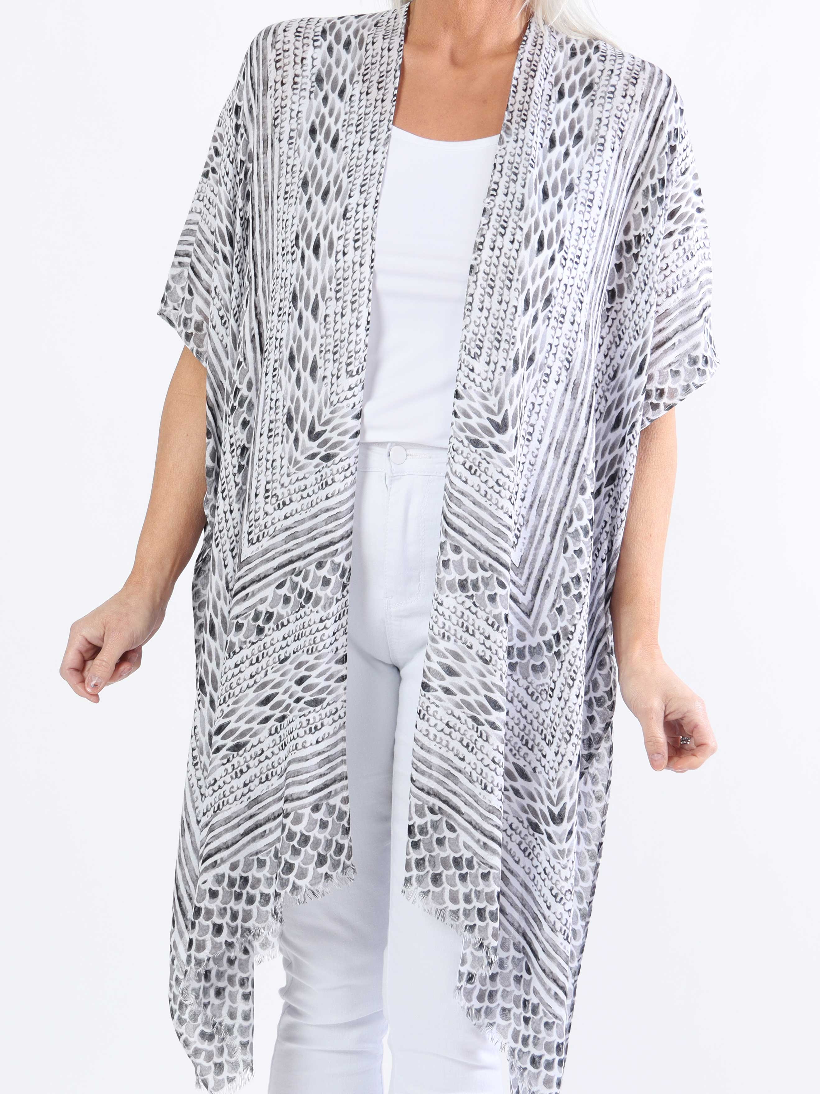 Alexandrine snake - Let og luftig plus size kimono i bomuld