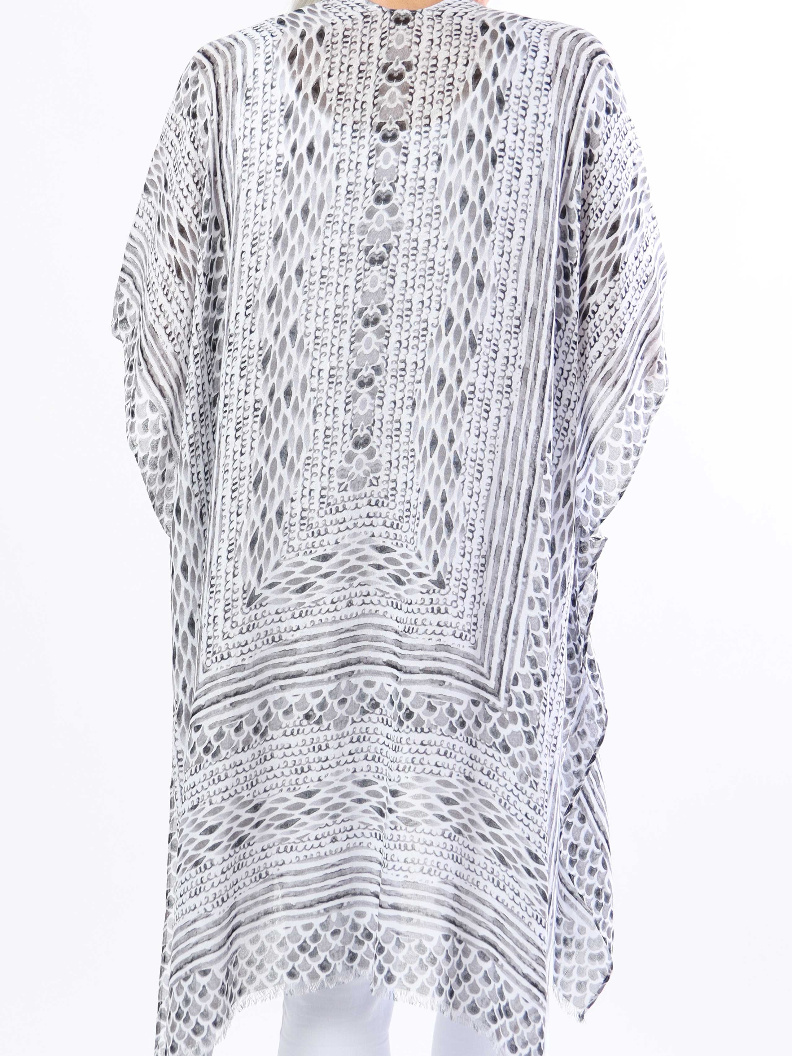 Alexandrine snake - Let og luftig plus size kimono i bomuld