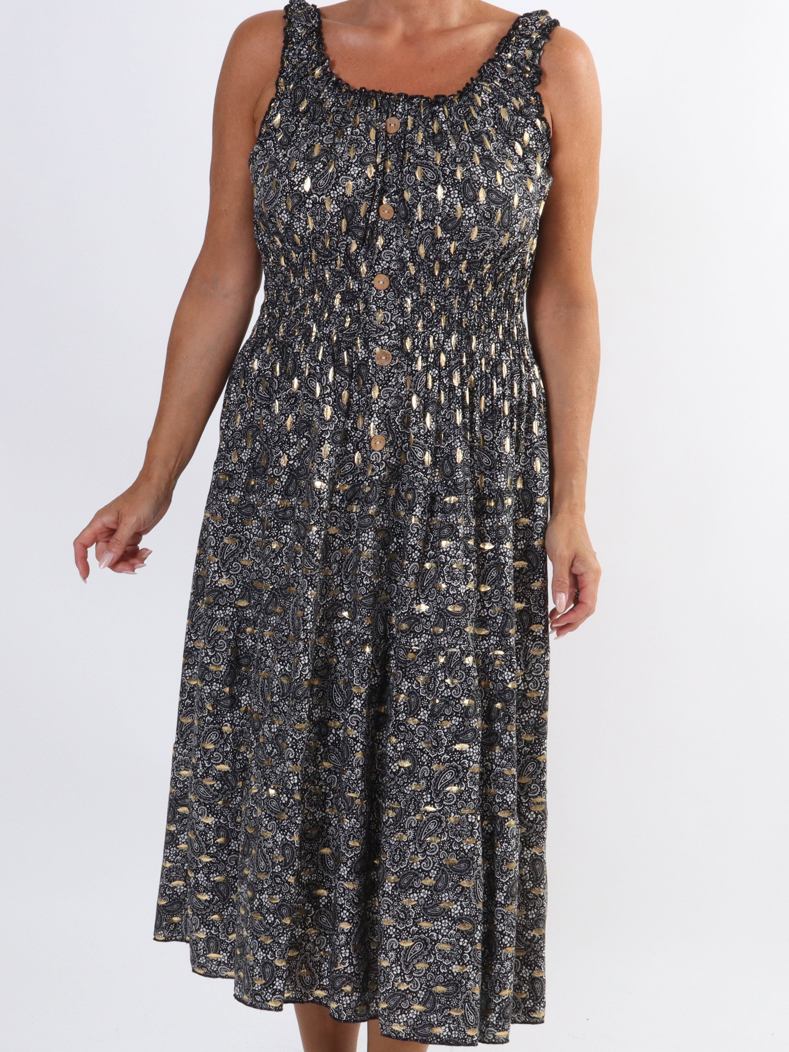 Alicia Paisley - Lang plus size stropkjole i viskose med paisley mønster