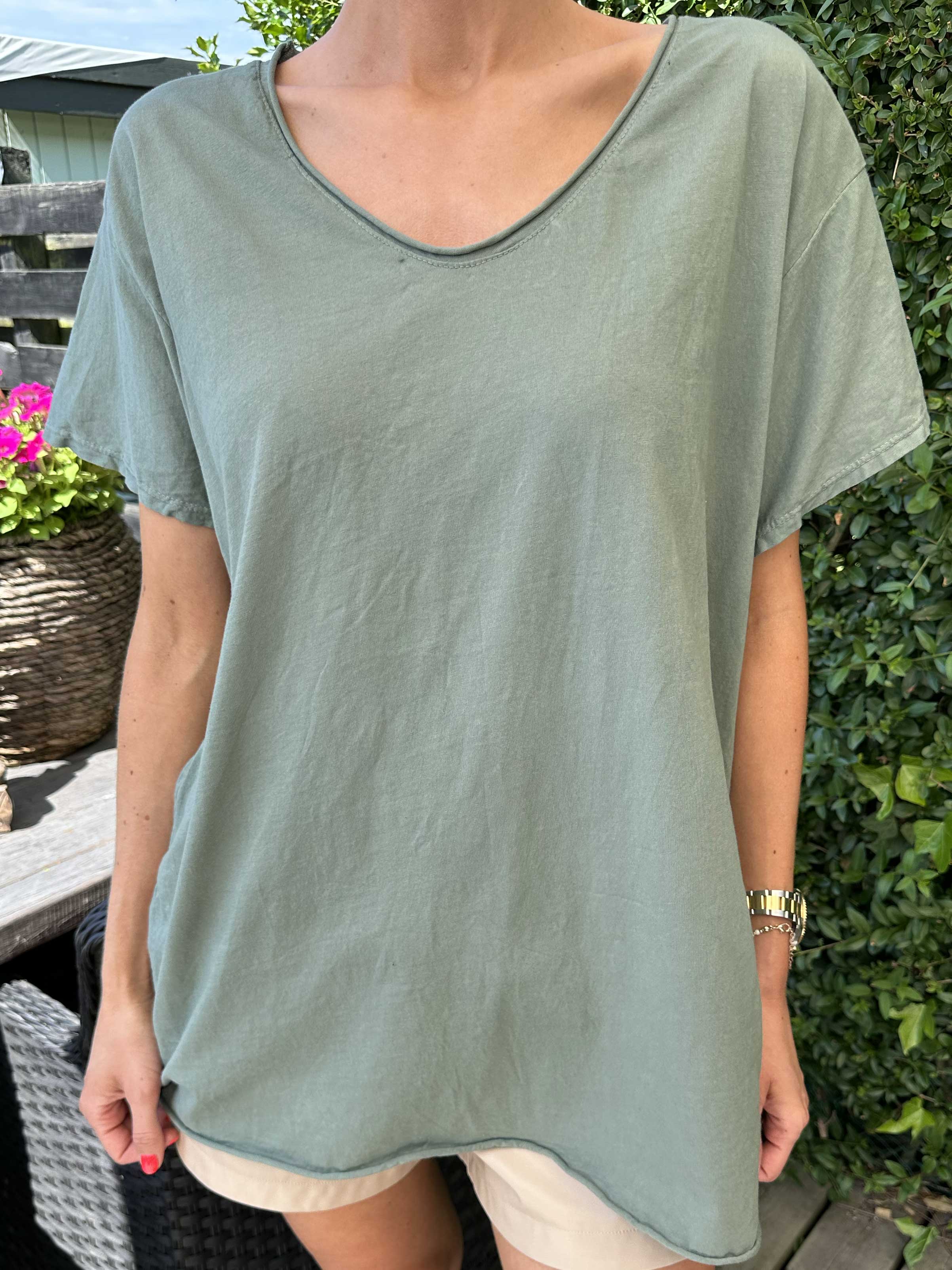 Alison - T-shirt i bomuld med v-udskæring