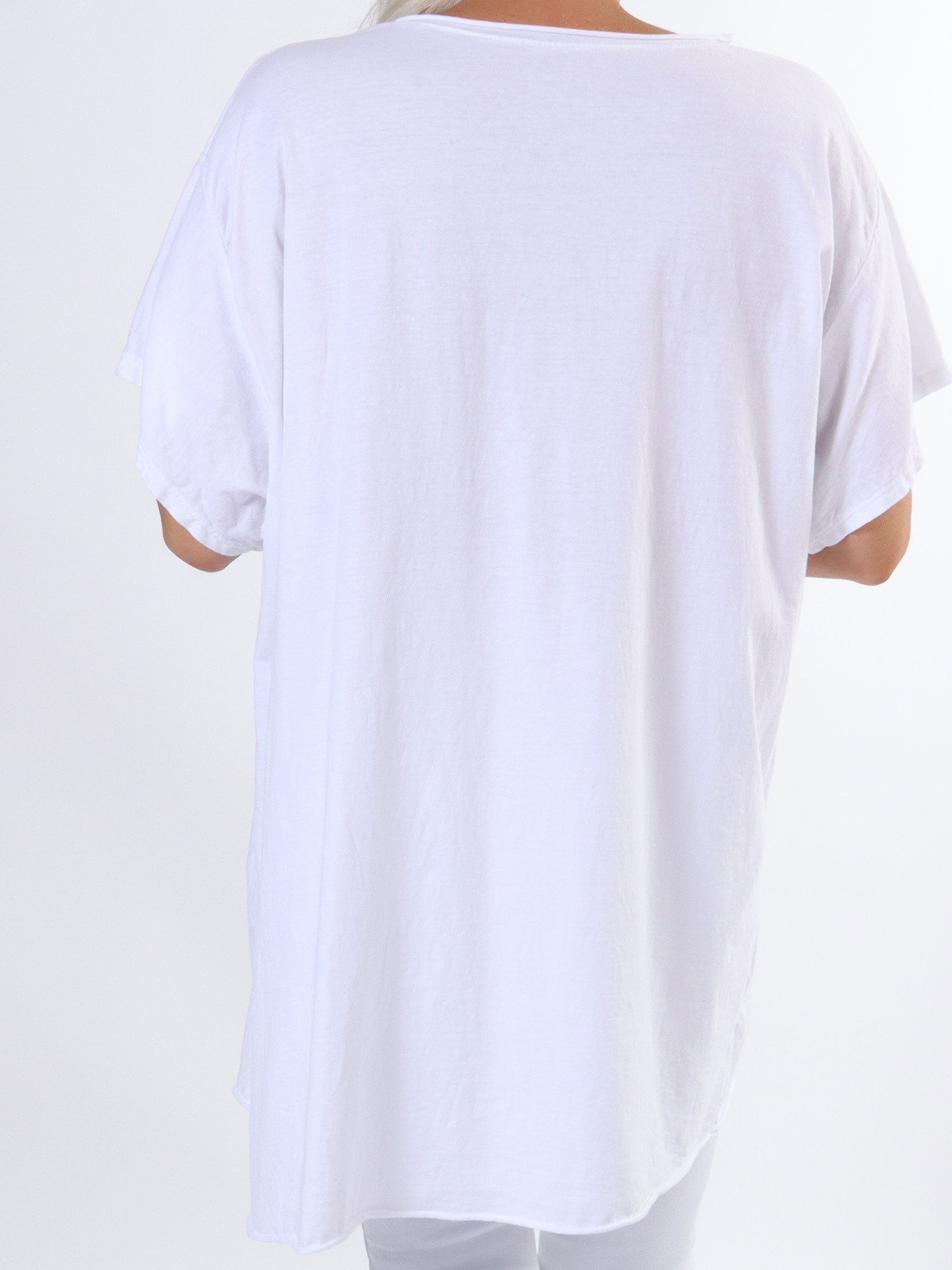 Alison - Plus size t-shirt i bomuld med v-udskæring