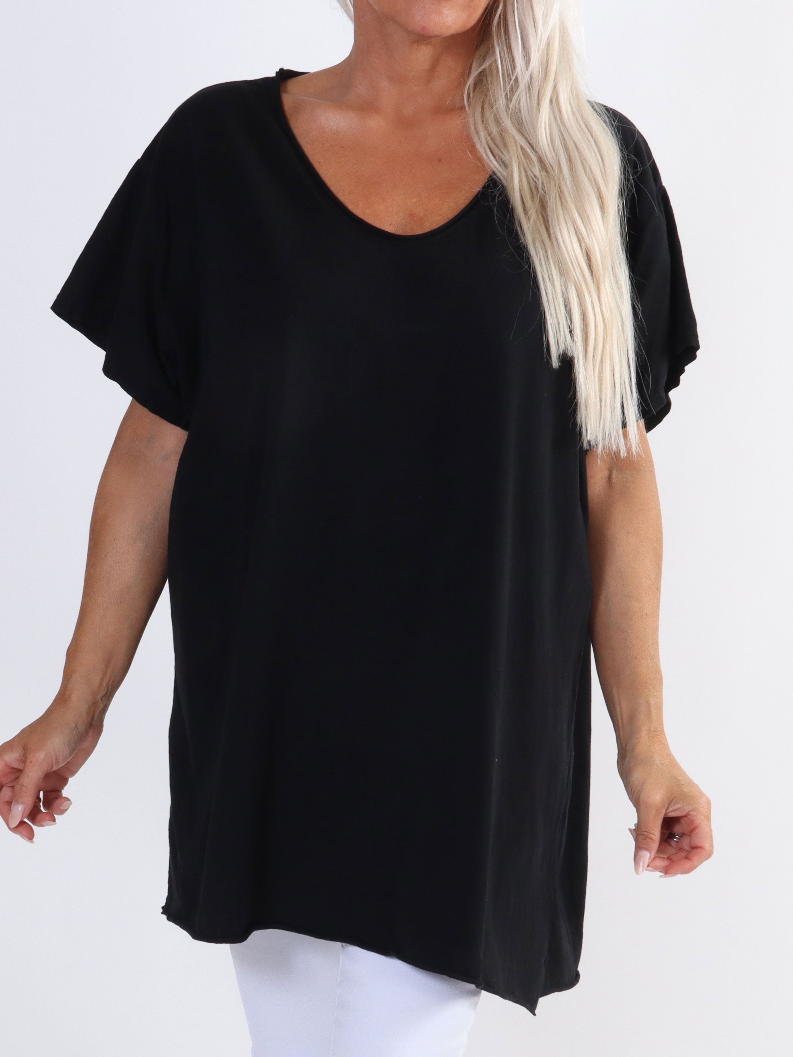 Alison - Plus size t-shirt i bomuld med v-udskæring