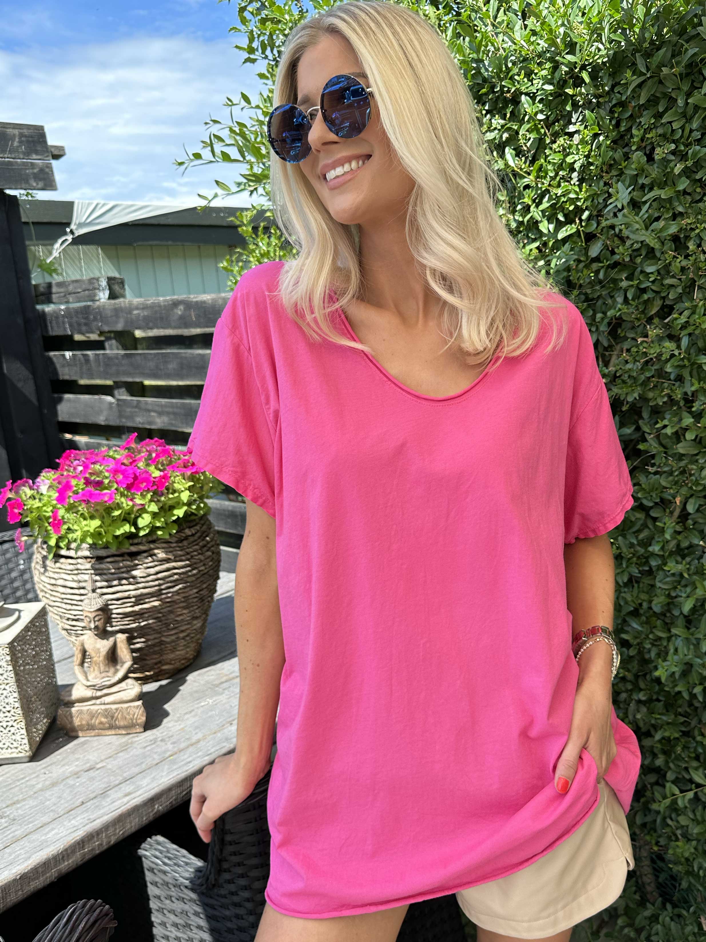 Alison - T-shirt i bomuld med v-udskæring