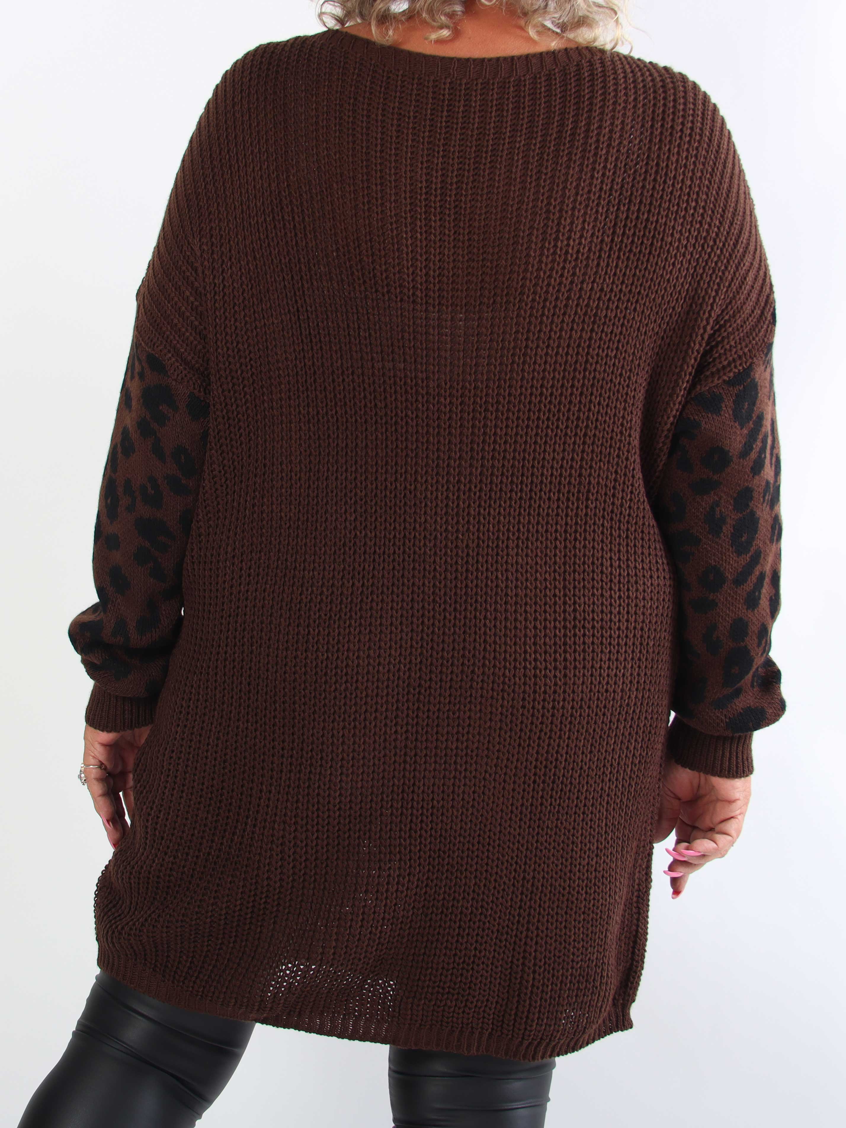 Alvas - Sød plus size strik med fine ærmer i et trendy leopardprint