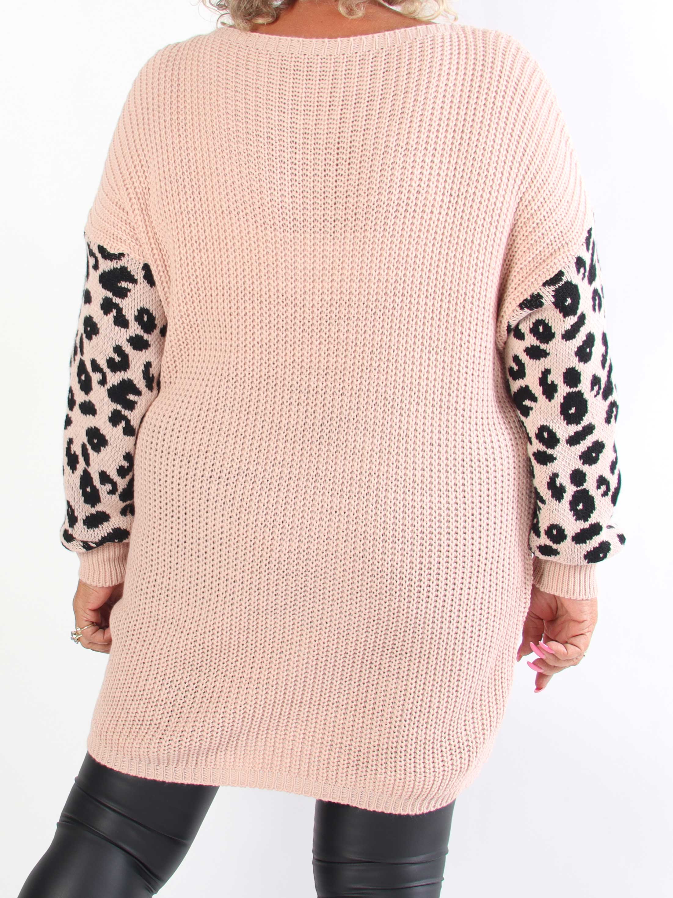 Alvas - Sød plus size strik med fine ærmer i et trendy leopardprint