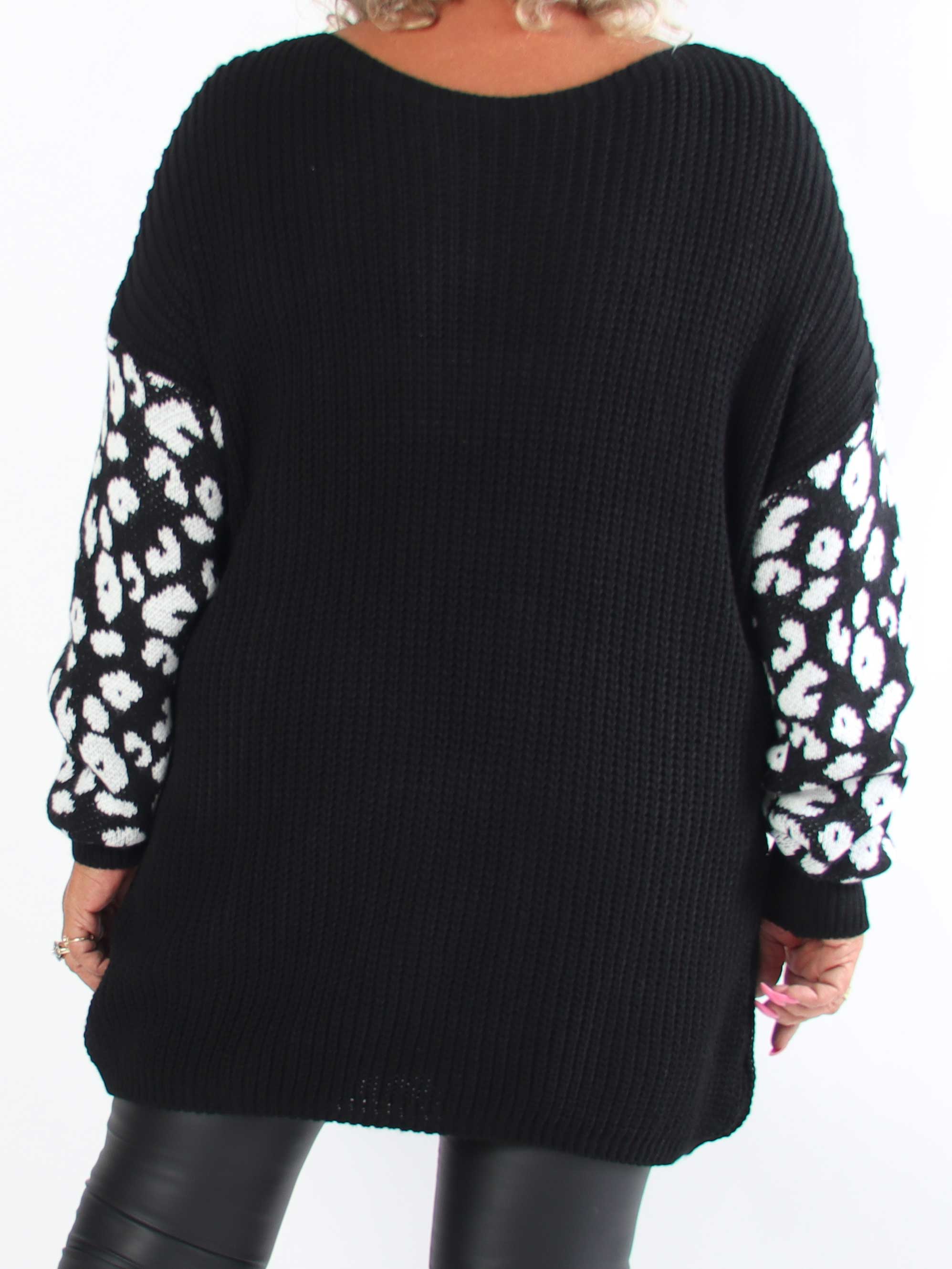 Alvas - Sød plus size strik med fine ærmer i et trendy leopardprint