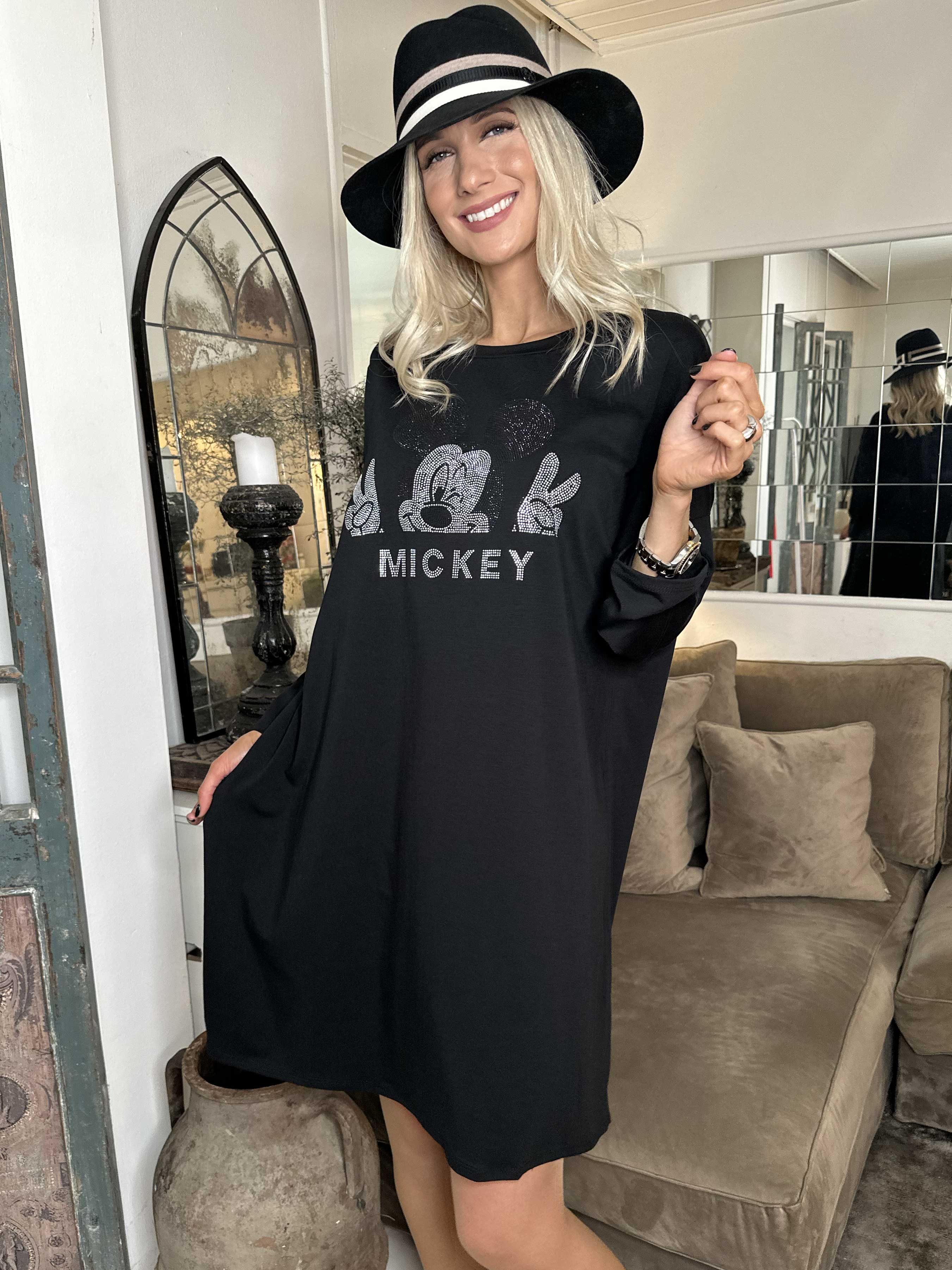 Amal Glitter - Kjole i bomuld med tryk i similisten