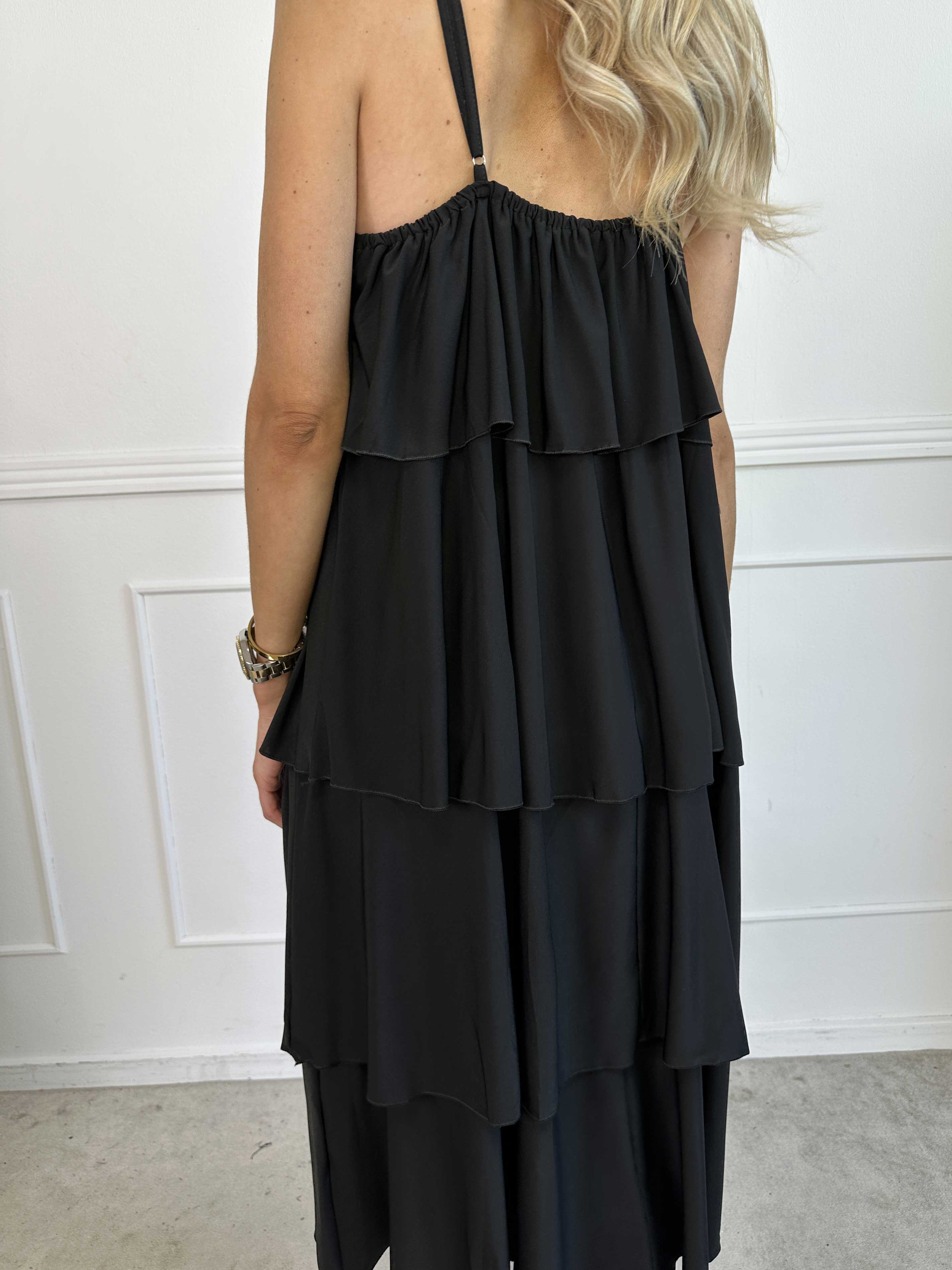 Anastasia - Elastisk stropkjole med flæser