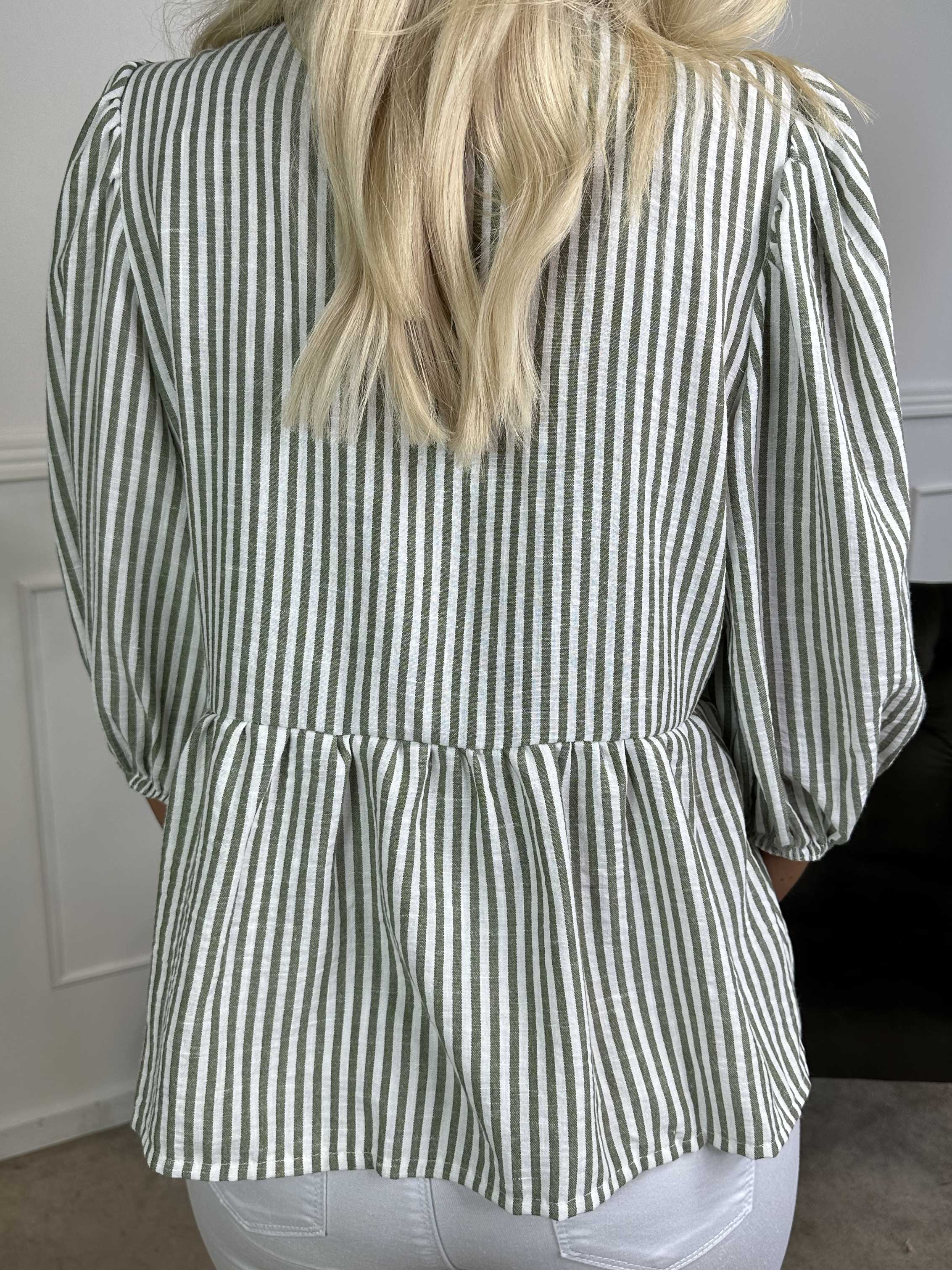 Andrea - Sød stribet tunika i bomuld med sløjfer og ballonærmer