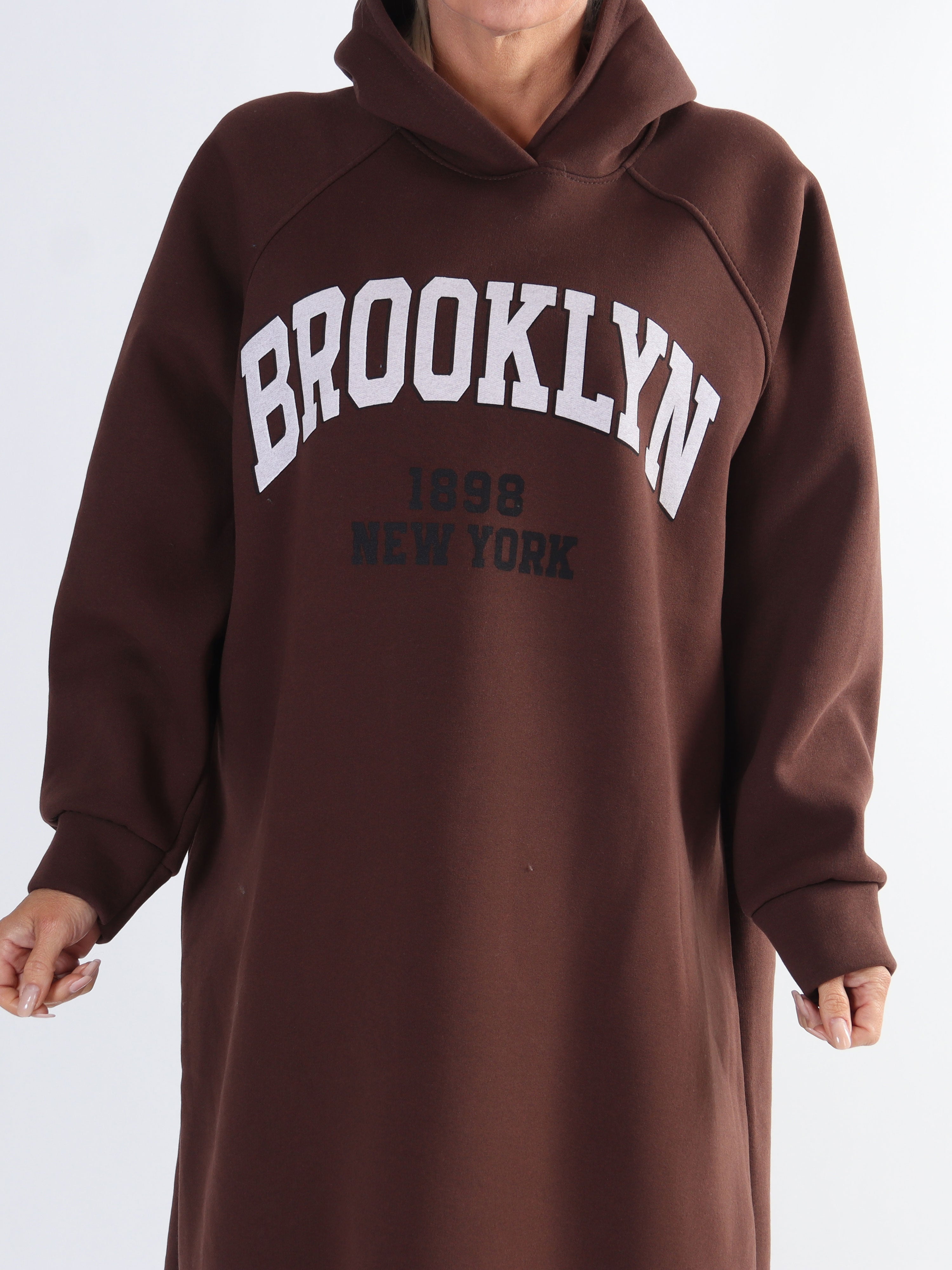 Angela - Lang plus size hoodiekjole i bomuld