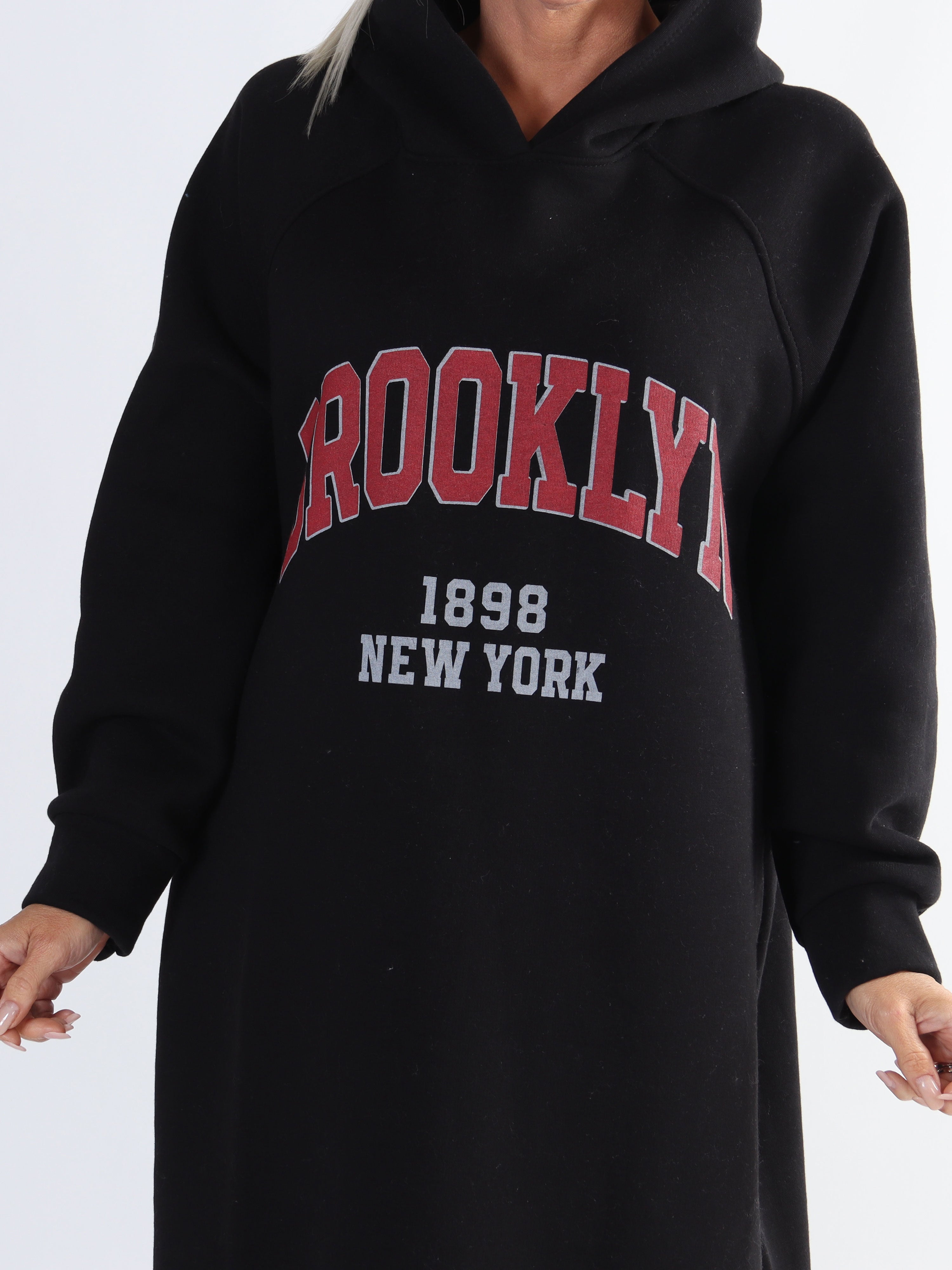 Angela - Lang plus size hoodiekjole i bomuld