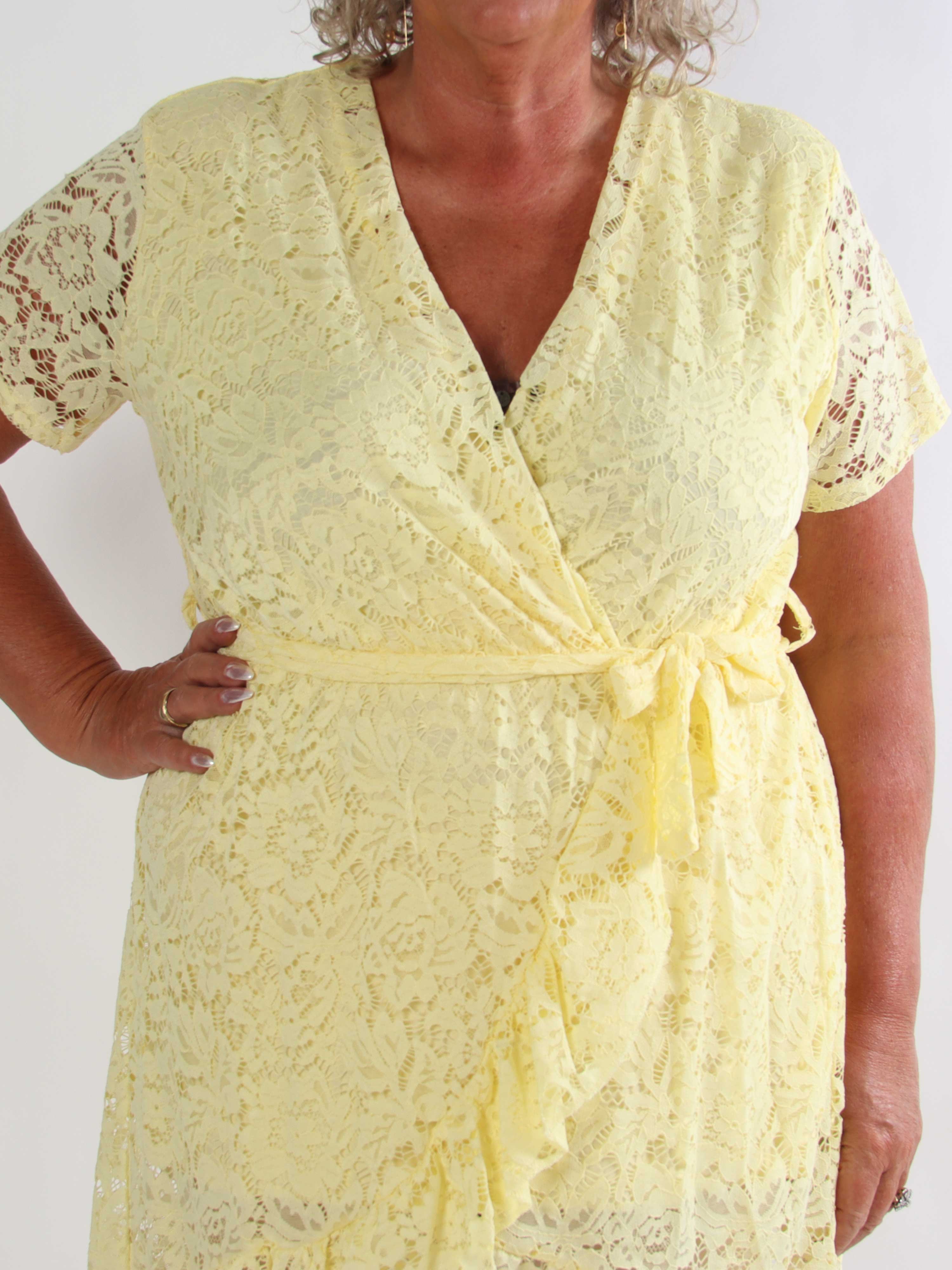 Anielie - Plus Size blonde tunika med slå-om effekt