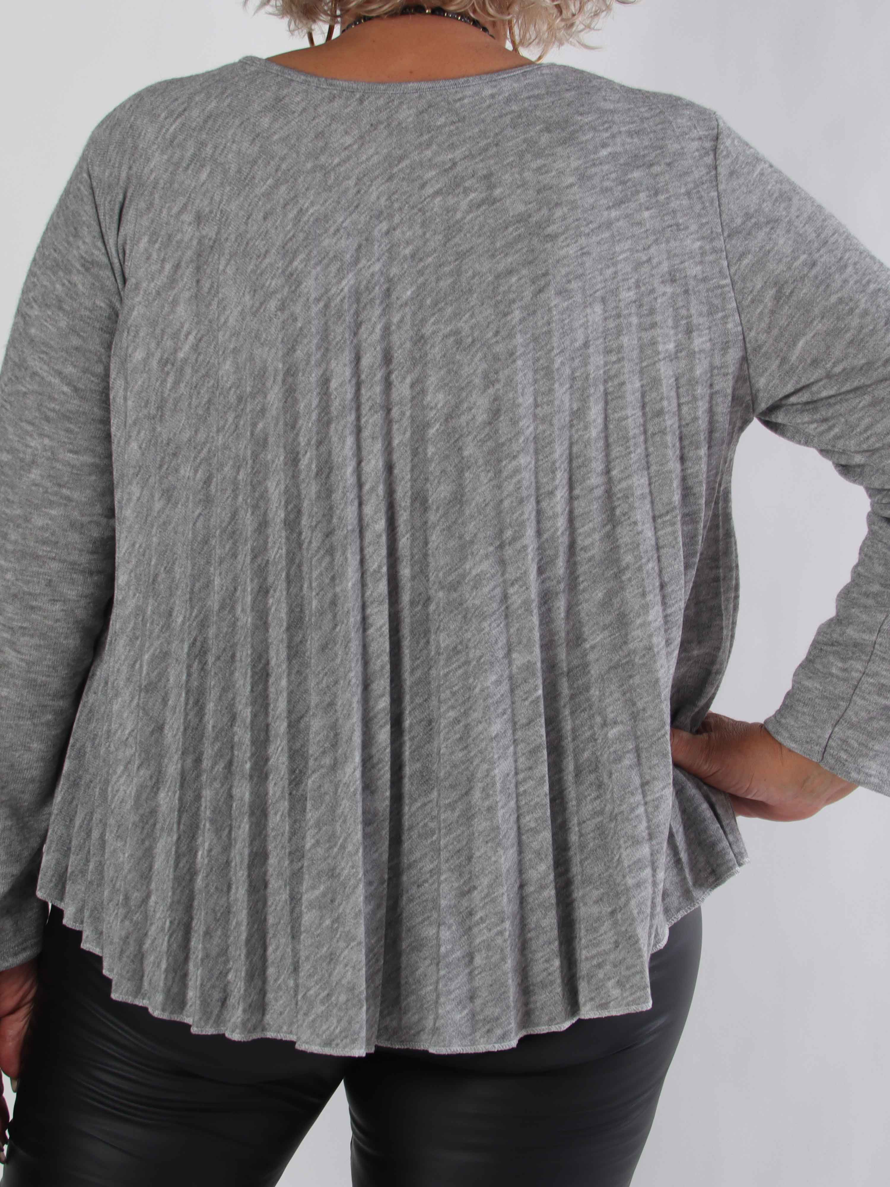 Anita Shirt - Blød plisseret  plus size strikbluse i viskose og uld