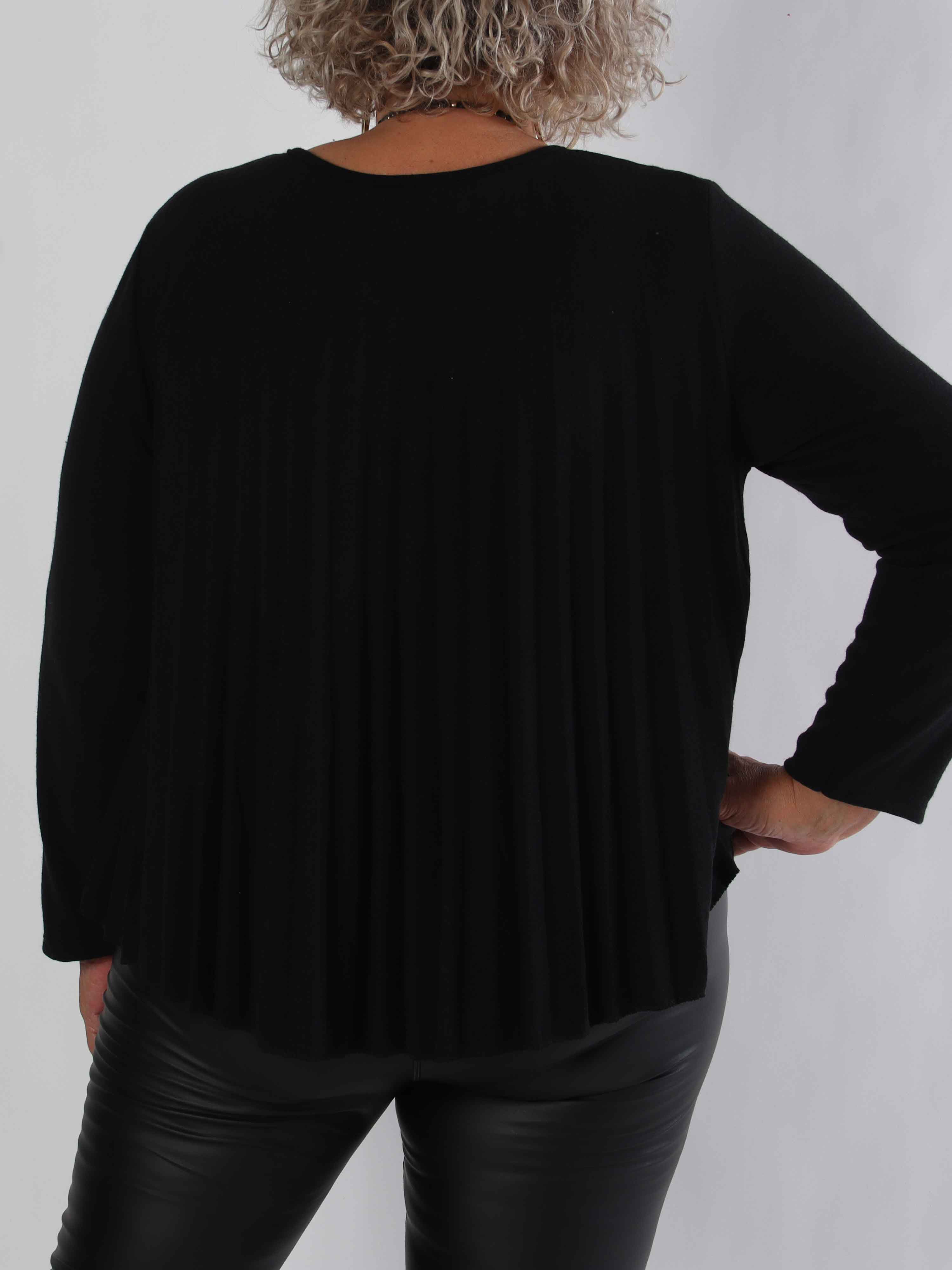Anita Shirt - Blød plisseret  plus size strikbluse i viskose og uld